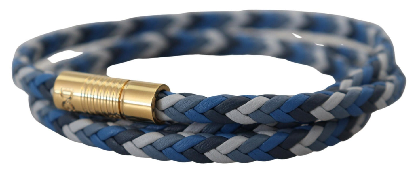 Multicolor geflochtenes Armband aus Leder und Messing