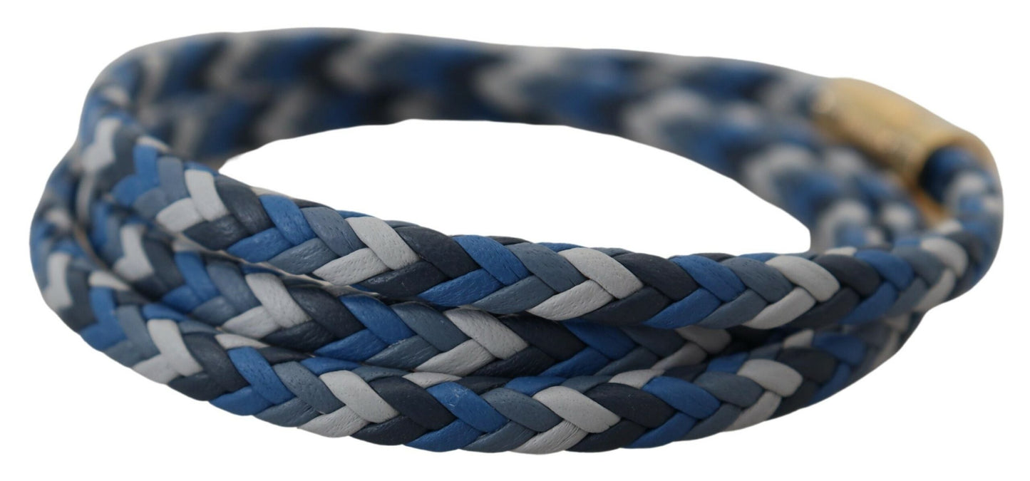 Multicolor geflochtenes Armband aus Leder und Messing