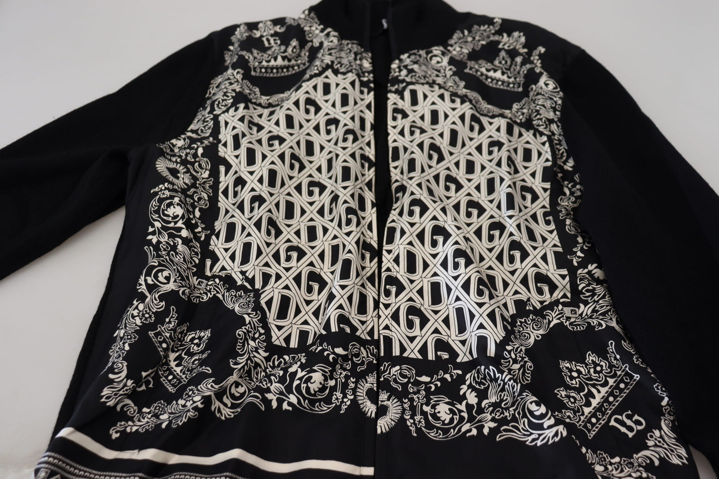 Schwarzer Bandana Kaschmir Pullover mit Reißverschluss