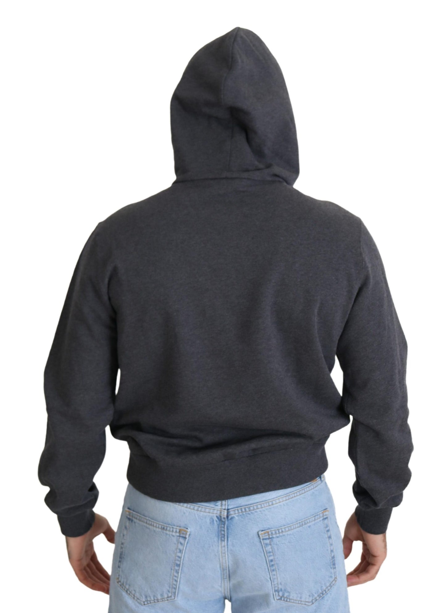 Graues Logo-Sweatshirt aus Baumwolle mit Kapuze Pullover