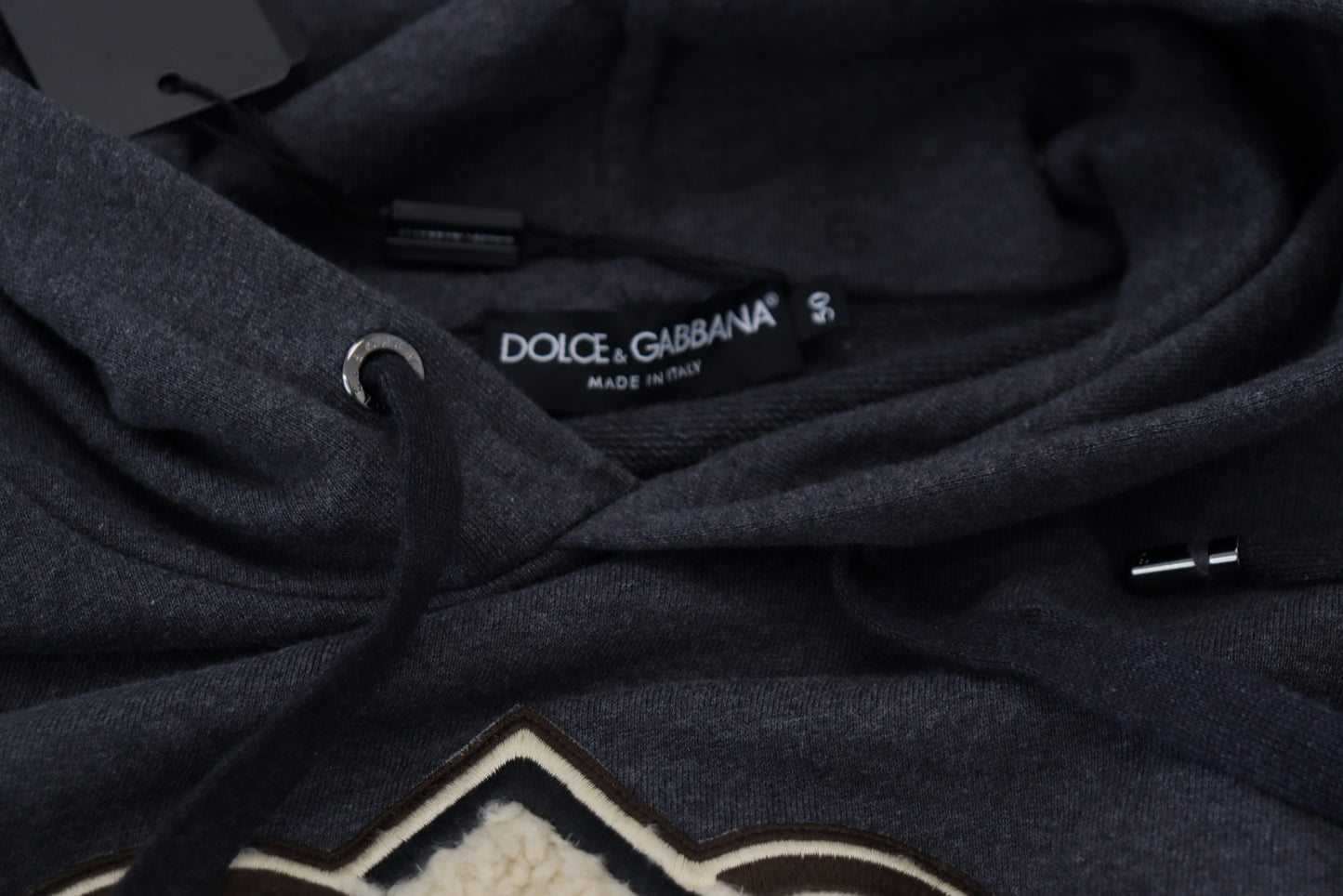 Graues Logo-Sweatshirt aus Baumwolle mit Kapuze Pullover
