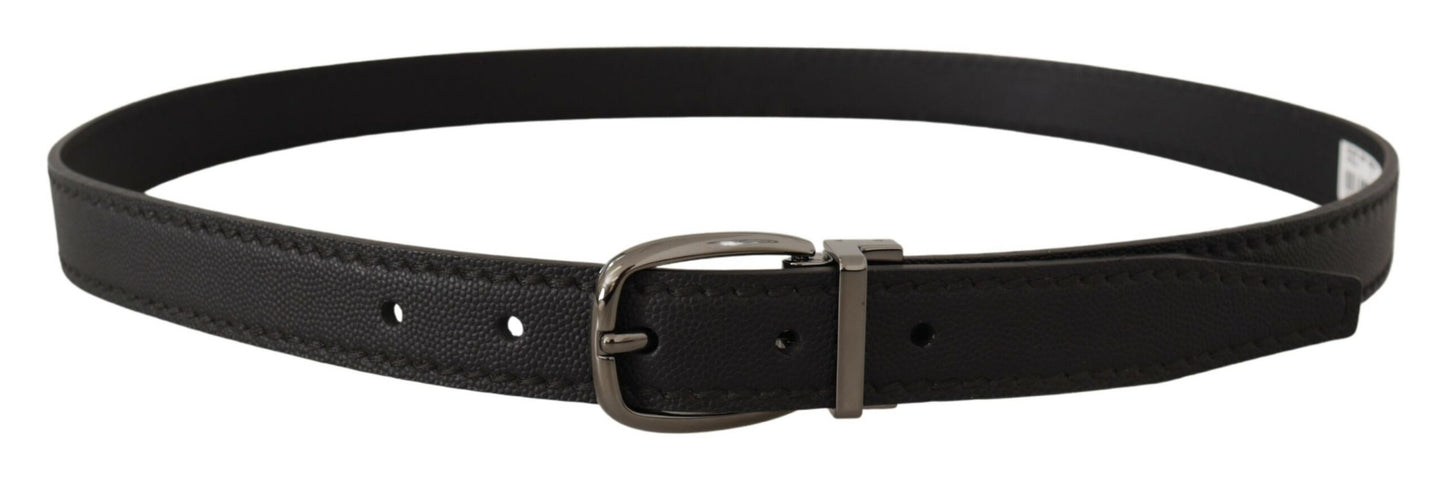 Schwarzer Leder-Gürtel mit Metall-Logo-Schnalle