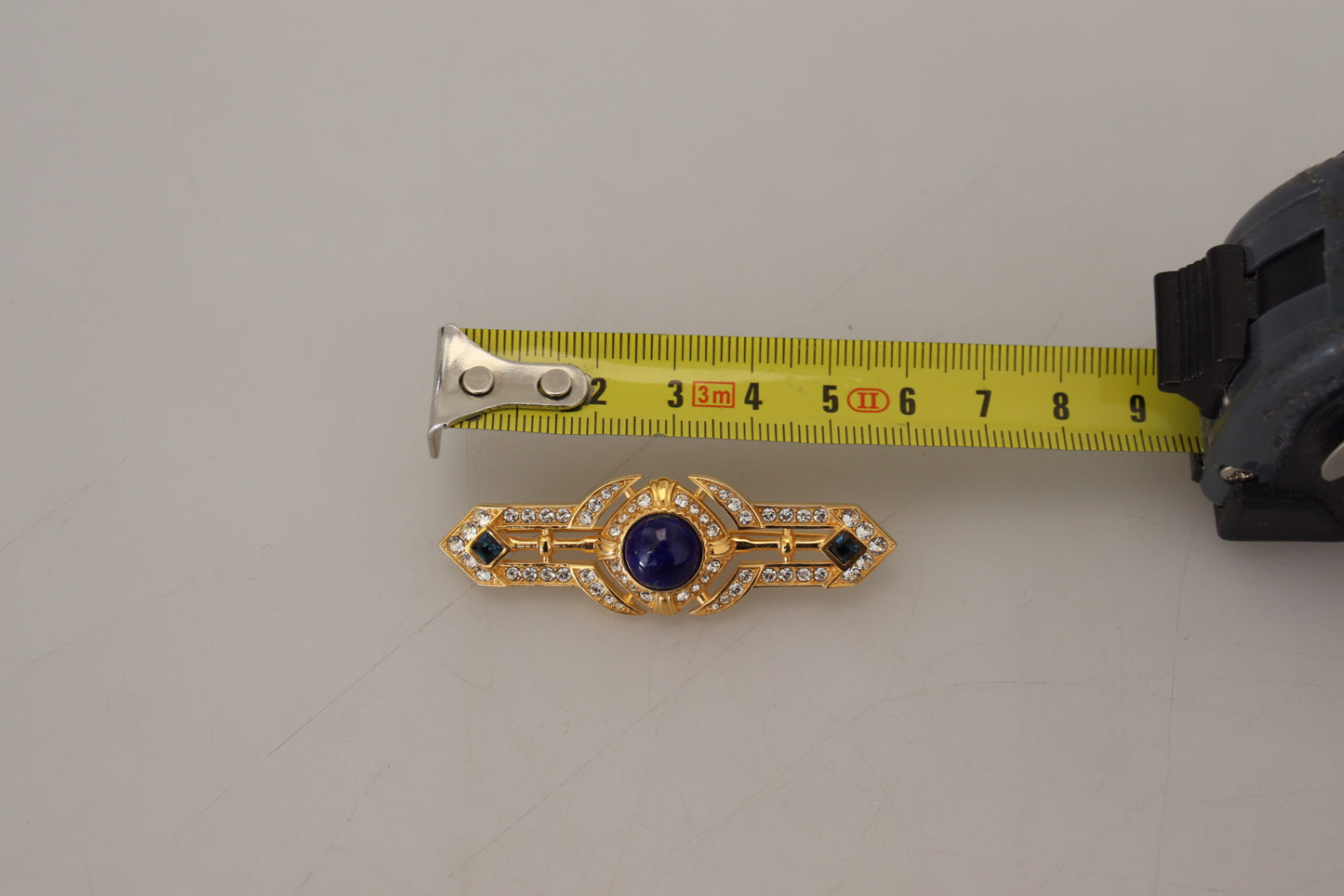 Gold Ton Messing Kristall verschönert Pin Brosche