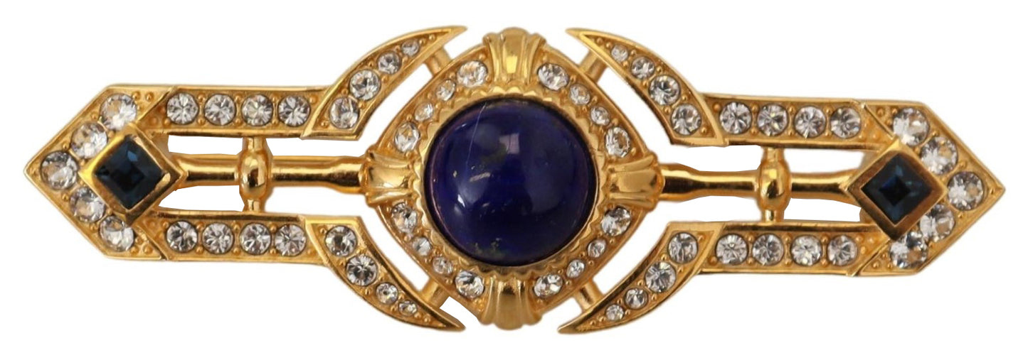 Gold Ton Messing Kristall verschönert Pin Brosche