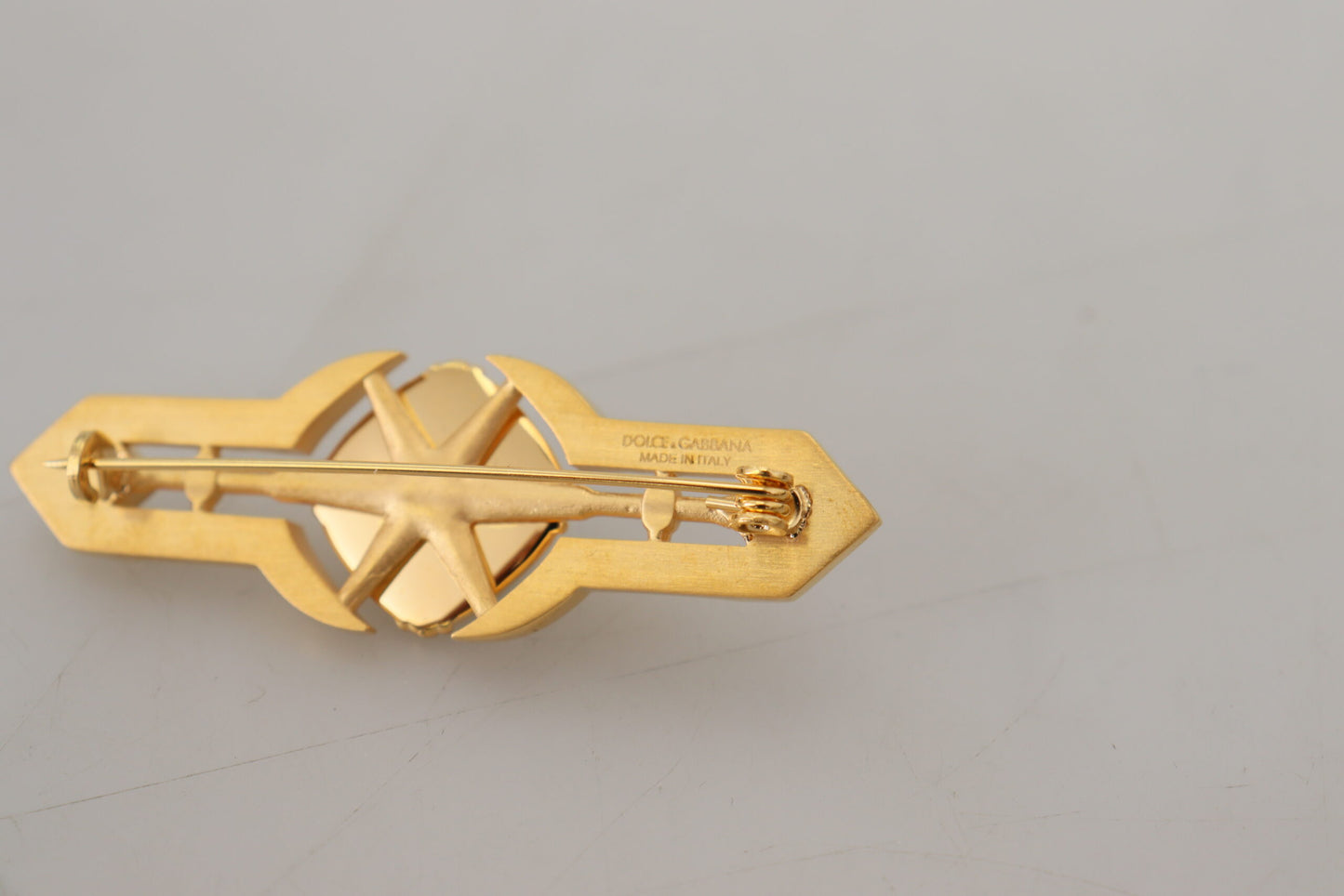 Gold Ton Messing Kristall verschönert Pin Brosche