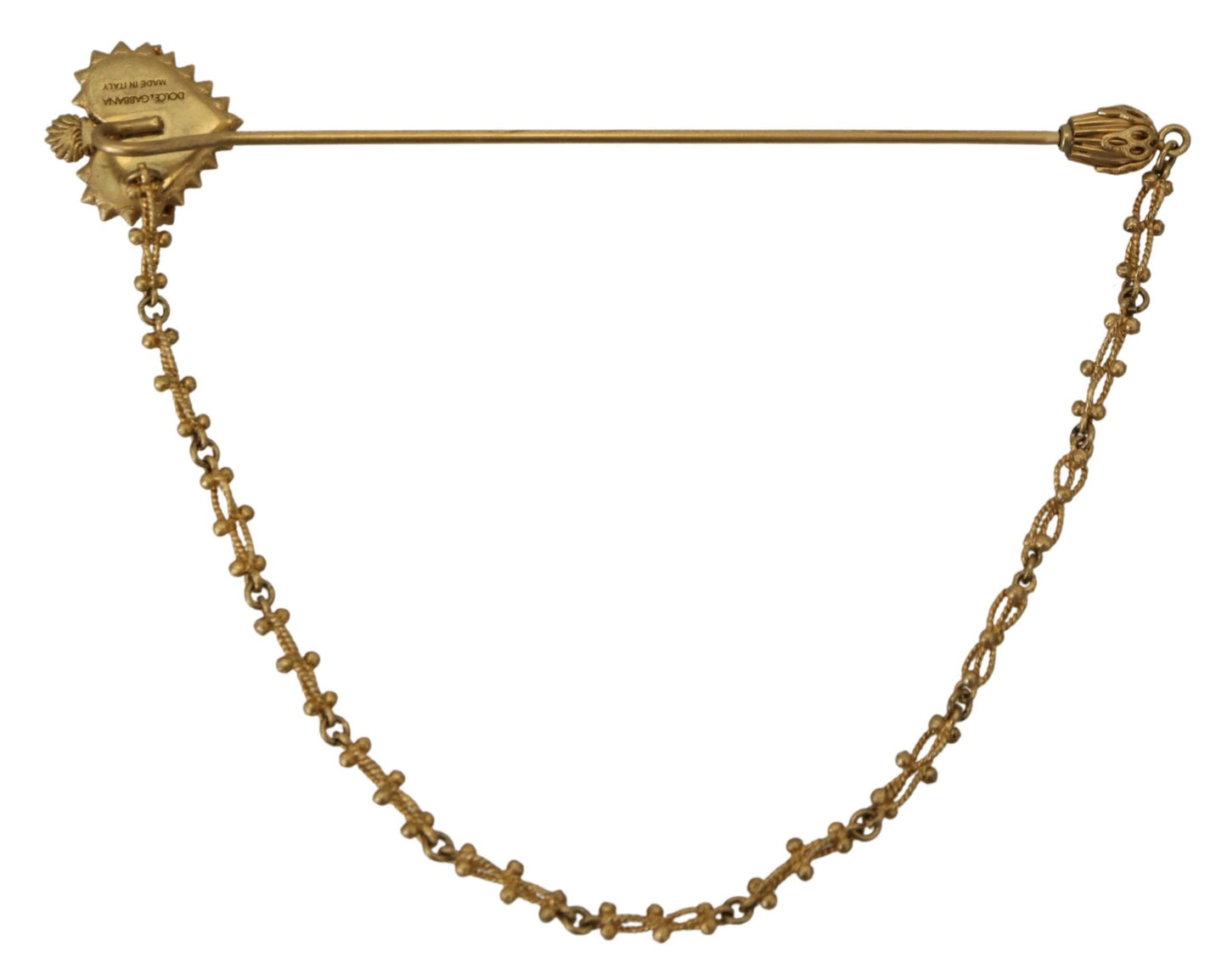 Gold-Ton Messing Herz DG Logo Kette Pin Brosche