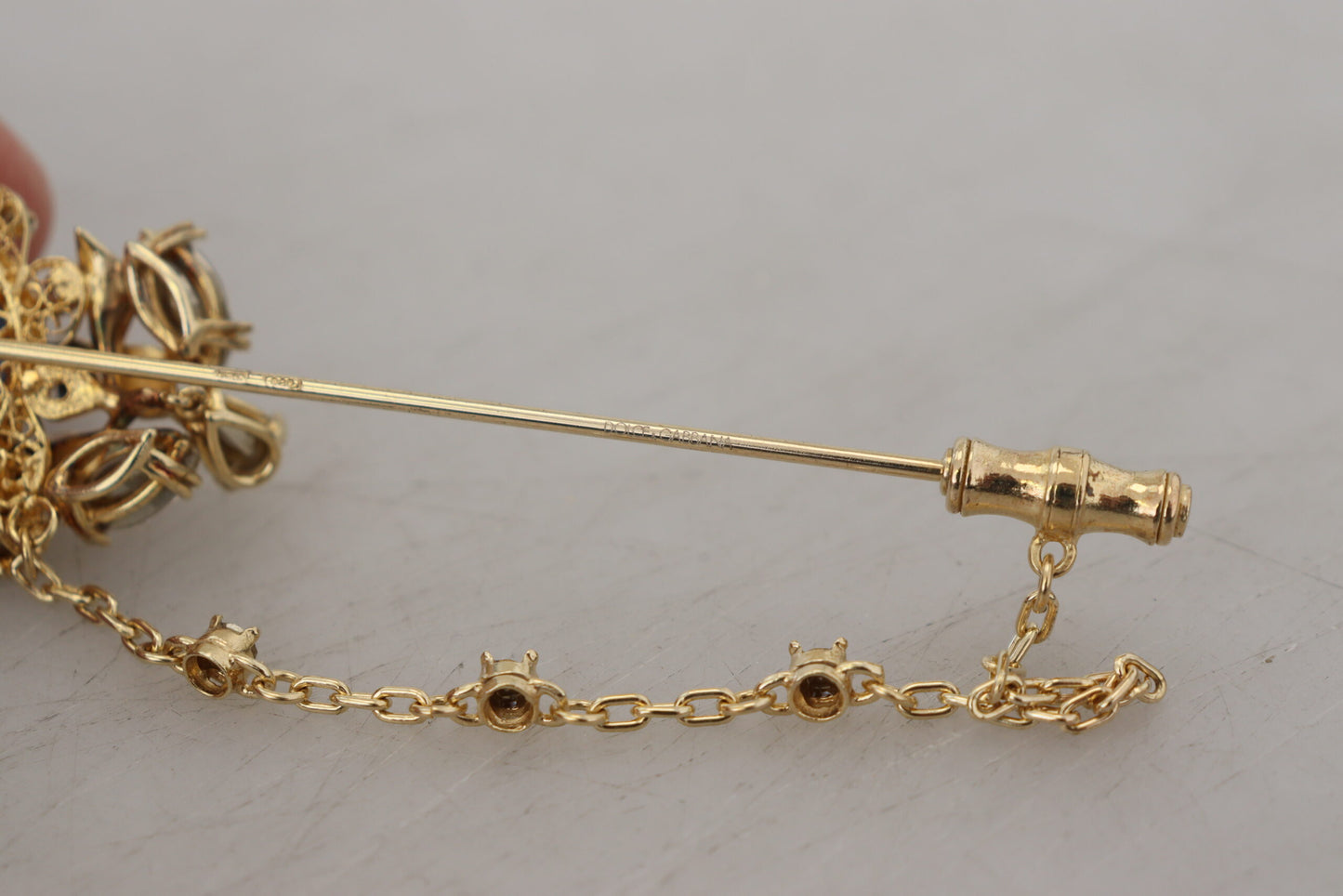 925 Sterling Silber Edelstein Kristall Kette Pin Brosche