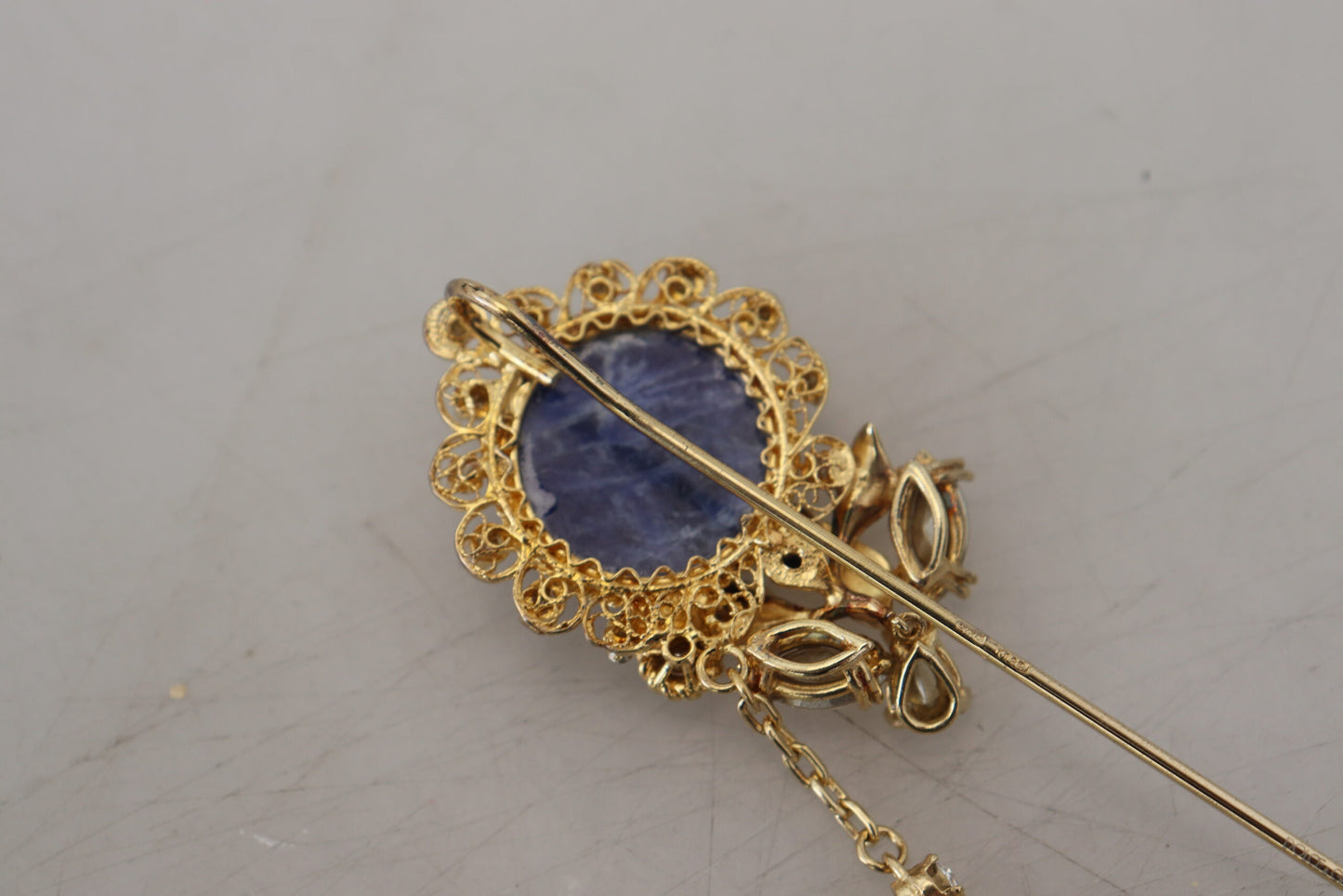 925 Sterling Silber Edelstein Kristall Kette Pin Brosche