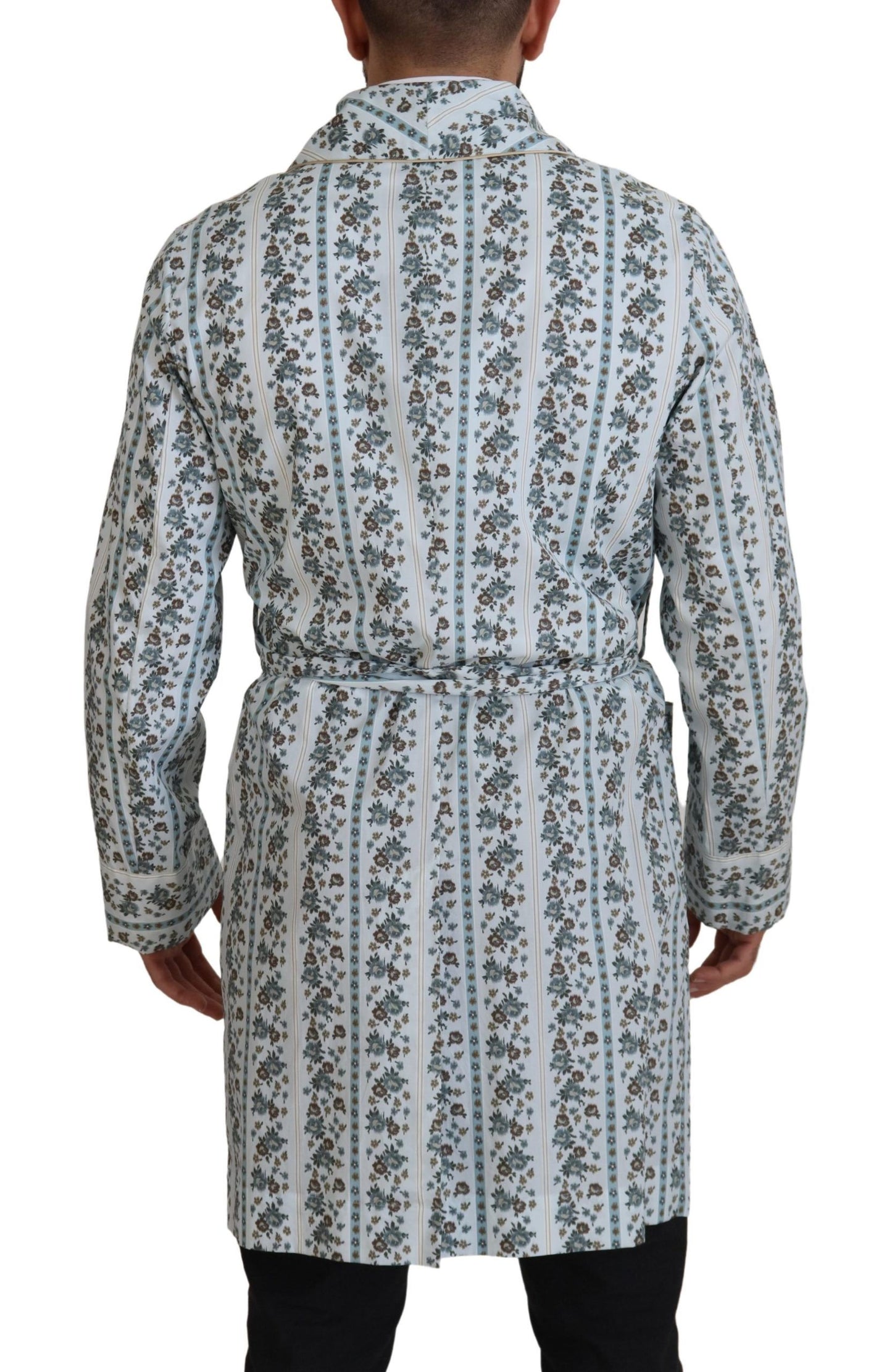 Blauer geblümter Bademantel aus Baumwolle Jacke