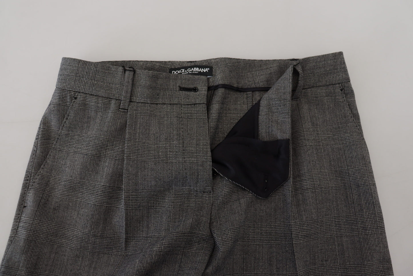 Graue Hose mit hoher Taille aus Wolle