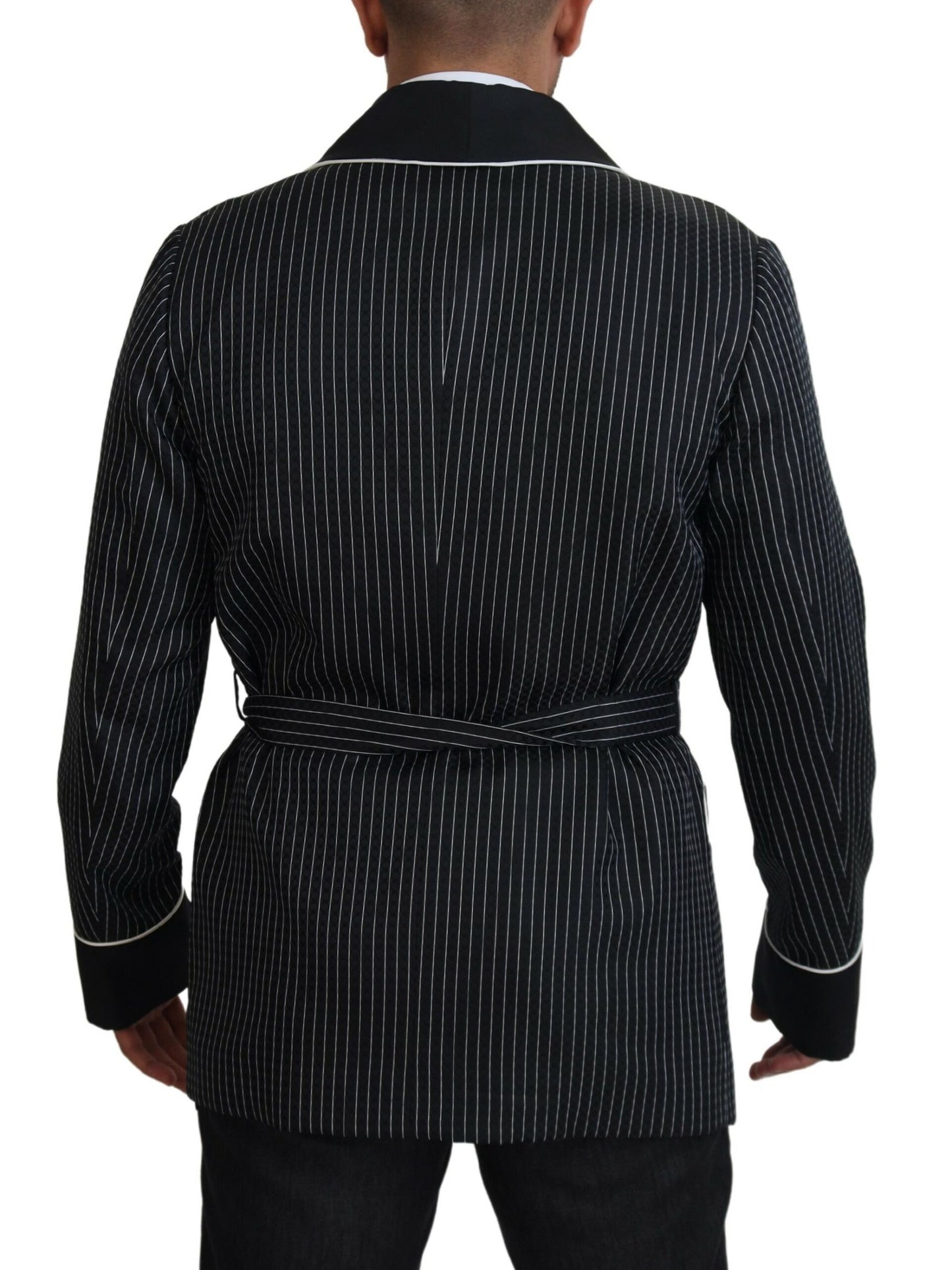 Schwarze Robe Gestreifte DG Patch Jacke Männer Blazer