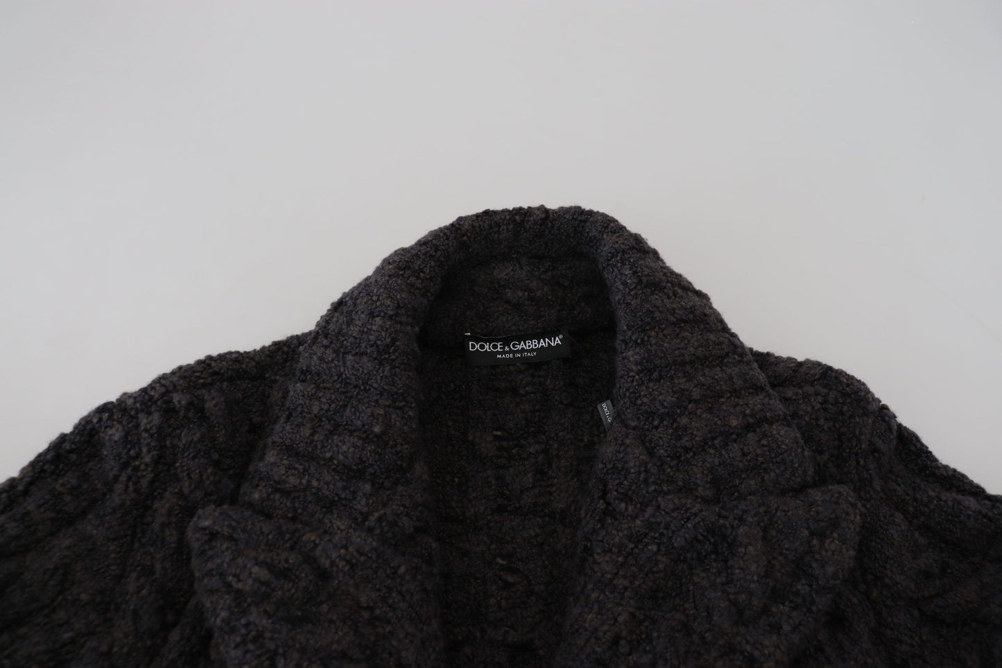 Schwarzer Wollstrickmantel Jacke mit zwei Brüsten