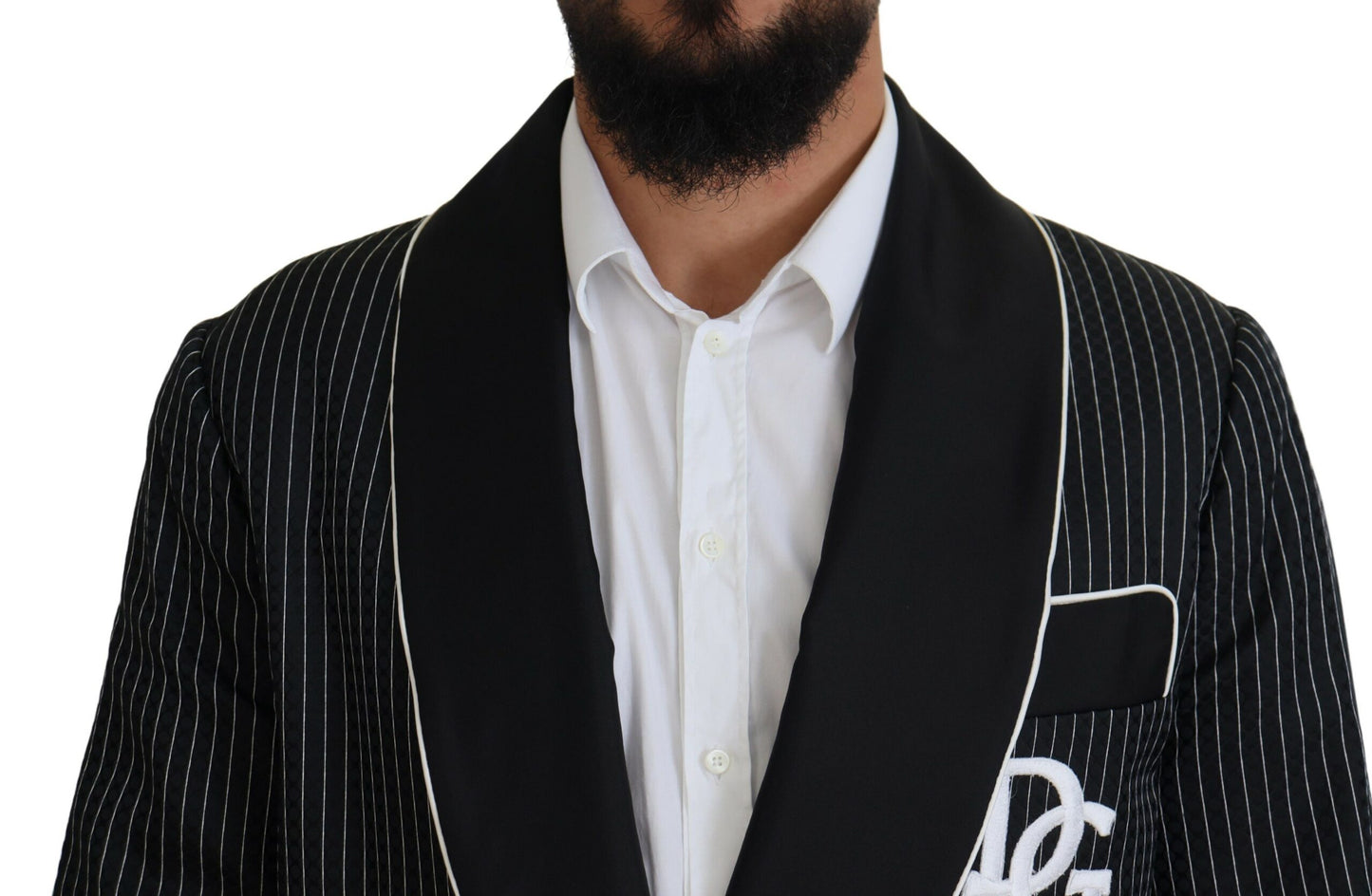 Schwarze Robe Gestreifte DG Patch Jacke Männer Blazer