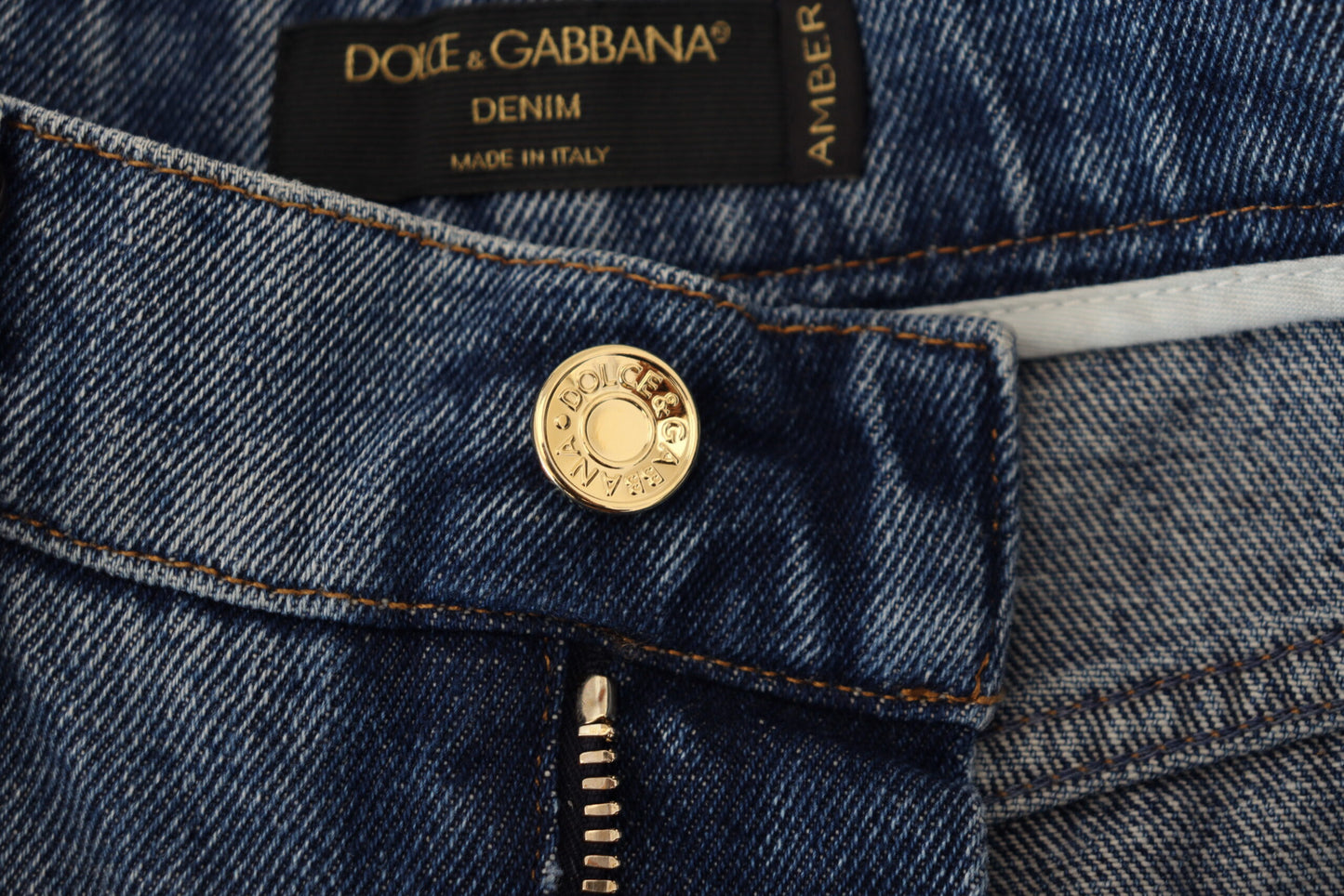 Blaue zerfledderte Skinny Denim-Jeans aus Baumwolle