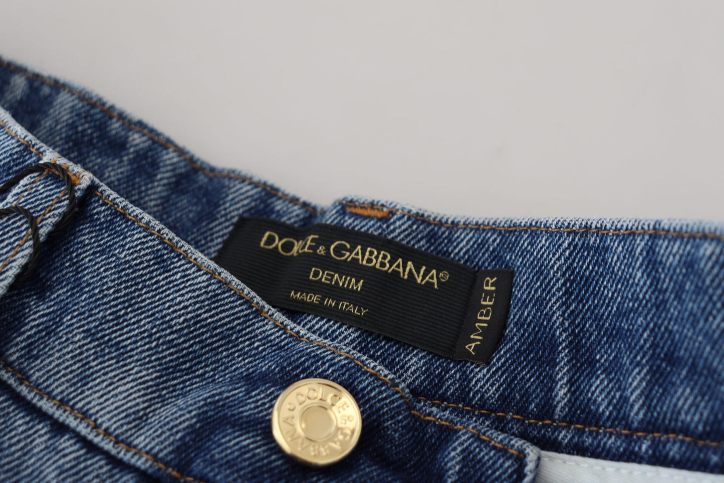 Blaue zerfledderte Skinny Denim-Jeans aus Baumwolle
