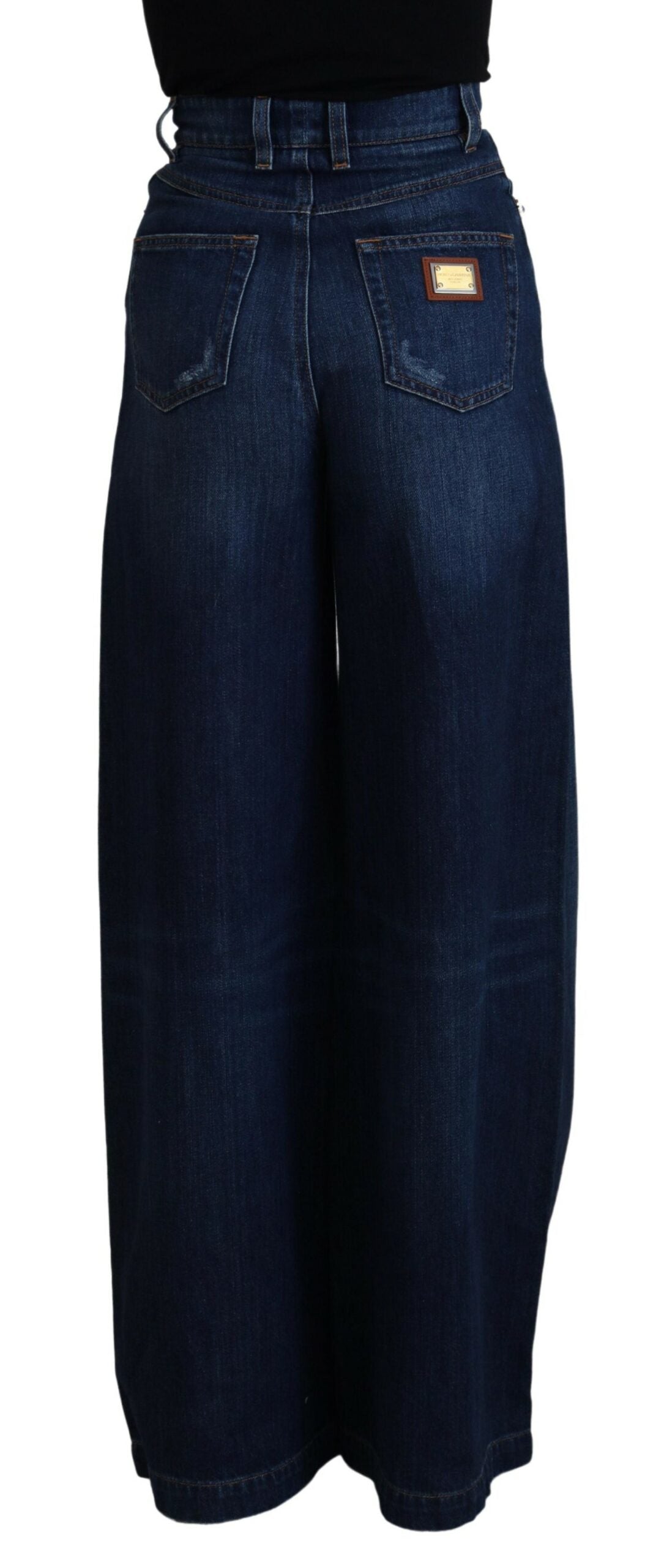 Blaue verschönerte Straight Denim Baumwolljeans