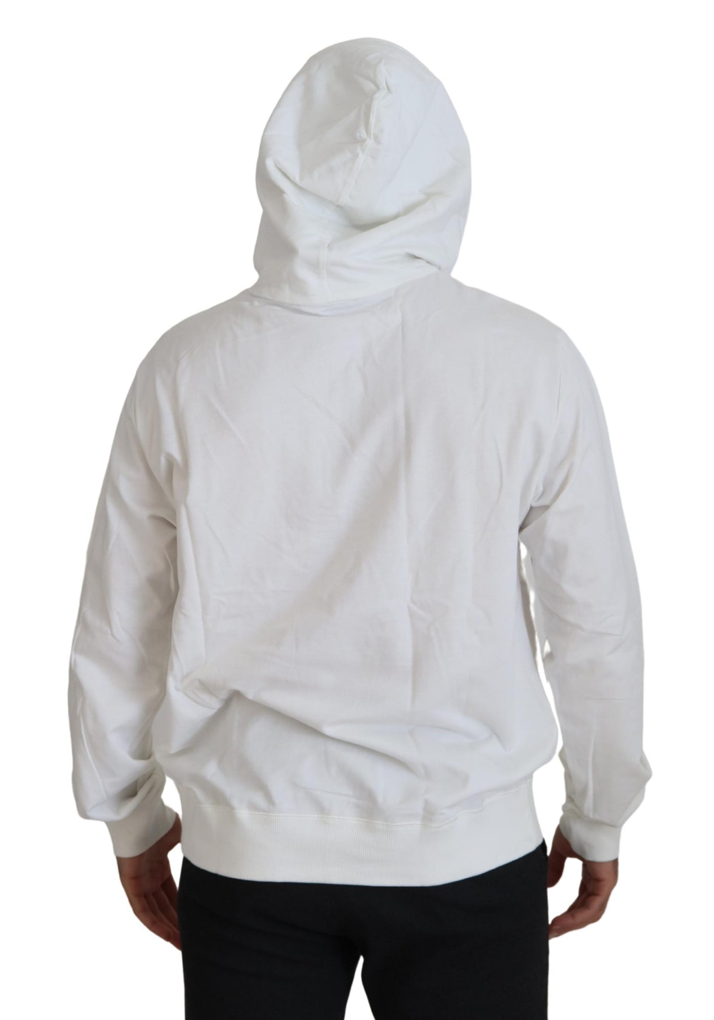 Weißes Baumwoll-Sweatshirt mit Kapuze Pullover