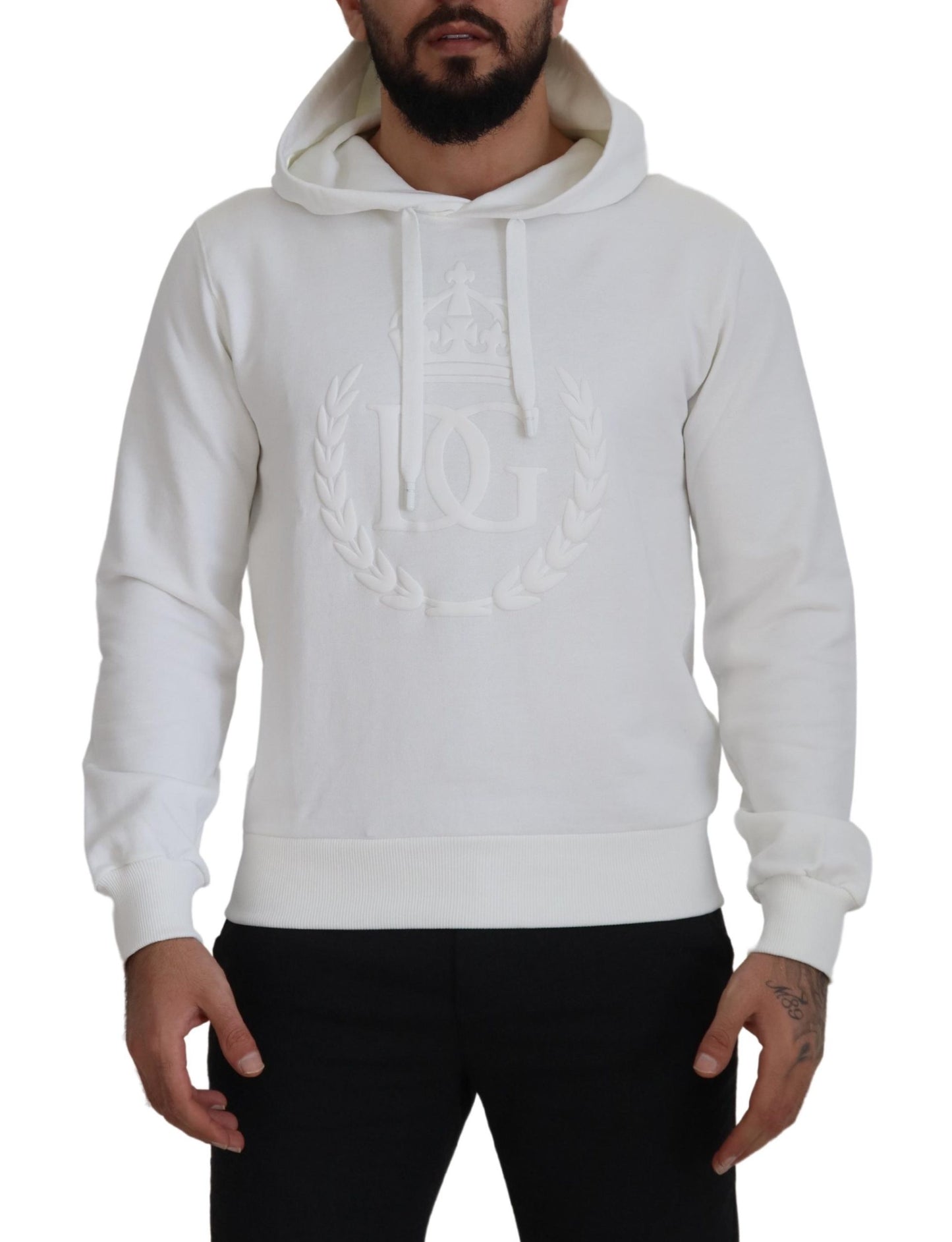 Weißes Baumwoll-Logo-Sweatshirt mit Kapuze Pullover