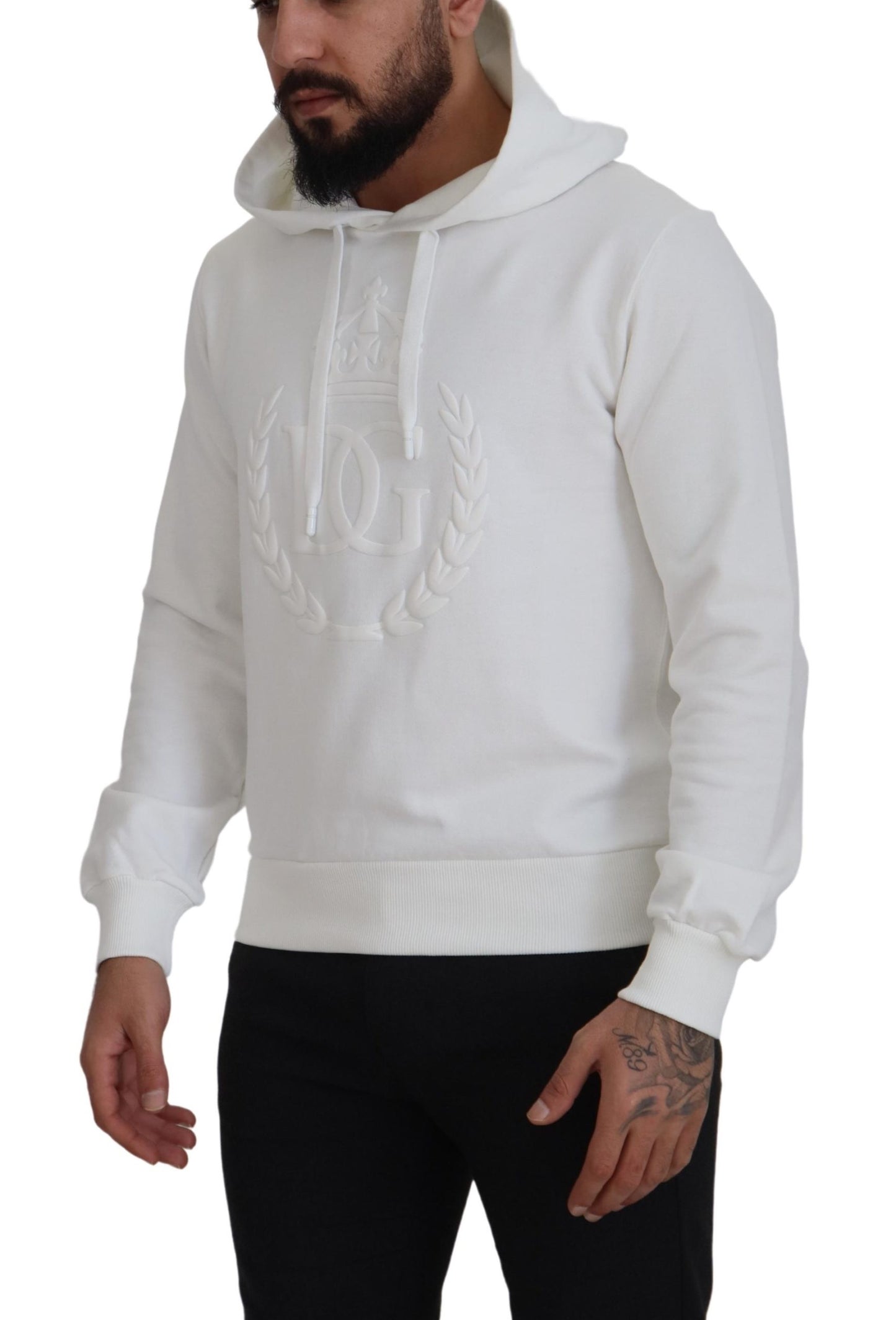 Weißes Baumwoll-Logo-Sweatshirt mit Kapuze Pullover