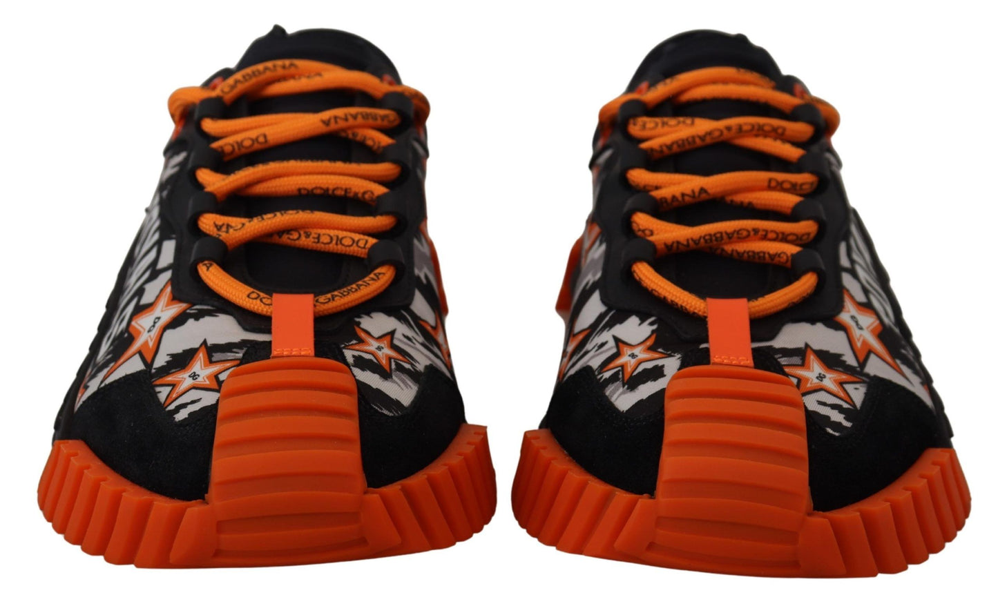 Schwarz Orange Stoff Lace Up Sneakers NS1 Schuhe