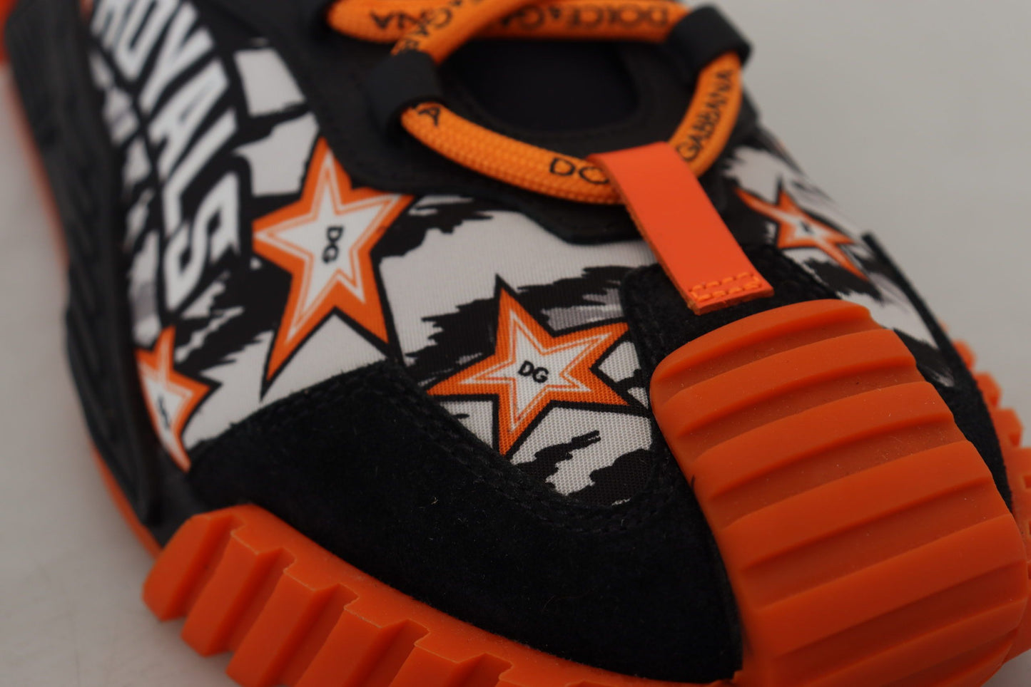 Schwarz Orange Stoff Lace Up Sneakers NS1 Schuhe
