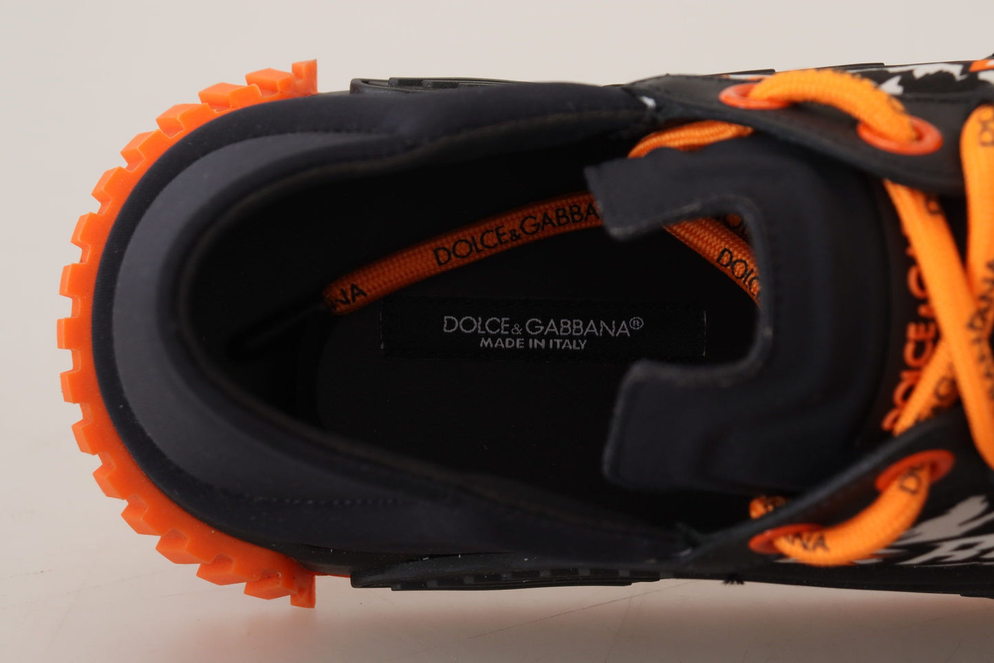 Schwarz Orange Stoff Lace Up Sneakers NS1 Schuhe