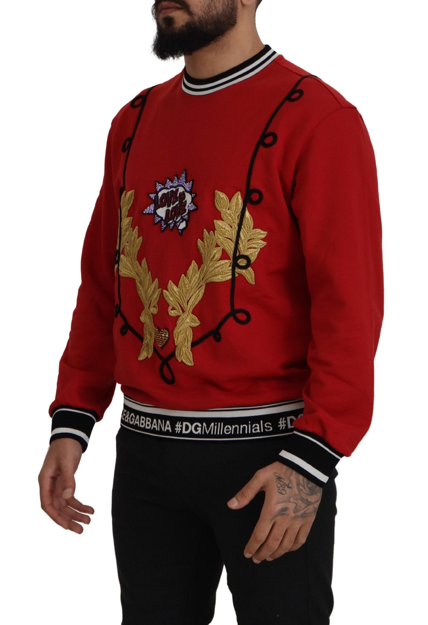 Roter Pailletten-Pullover aus Baumwolle