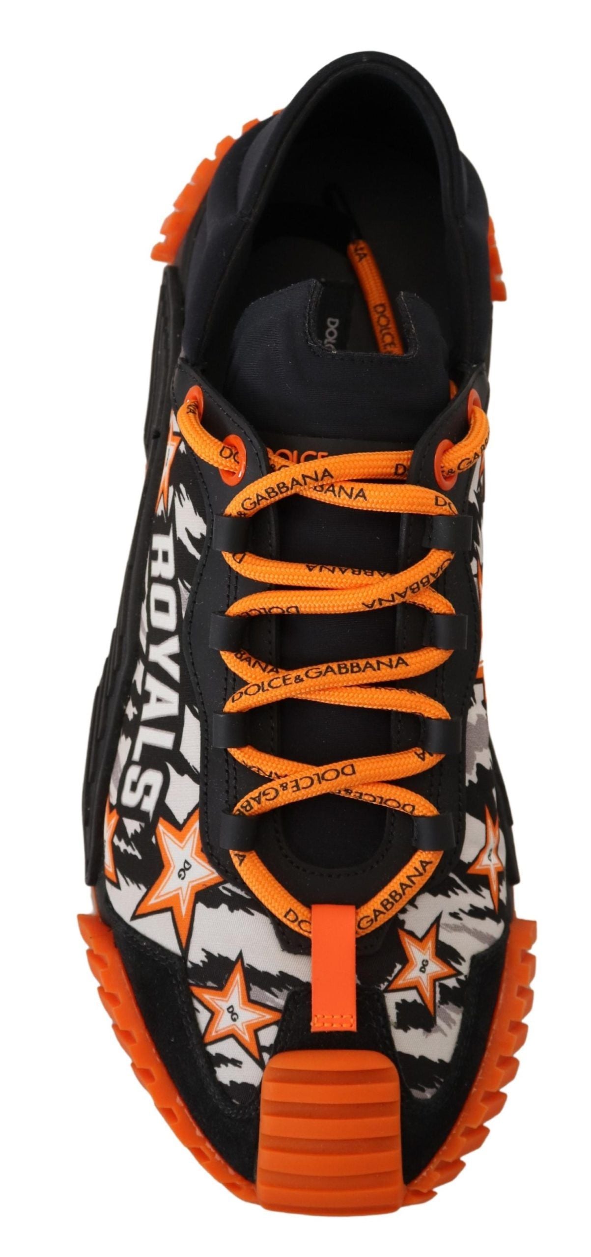 Schwarz Orange Stoff Lace Up Sneakers NS1 Schuhe
