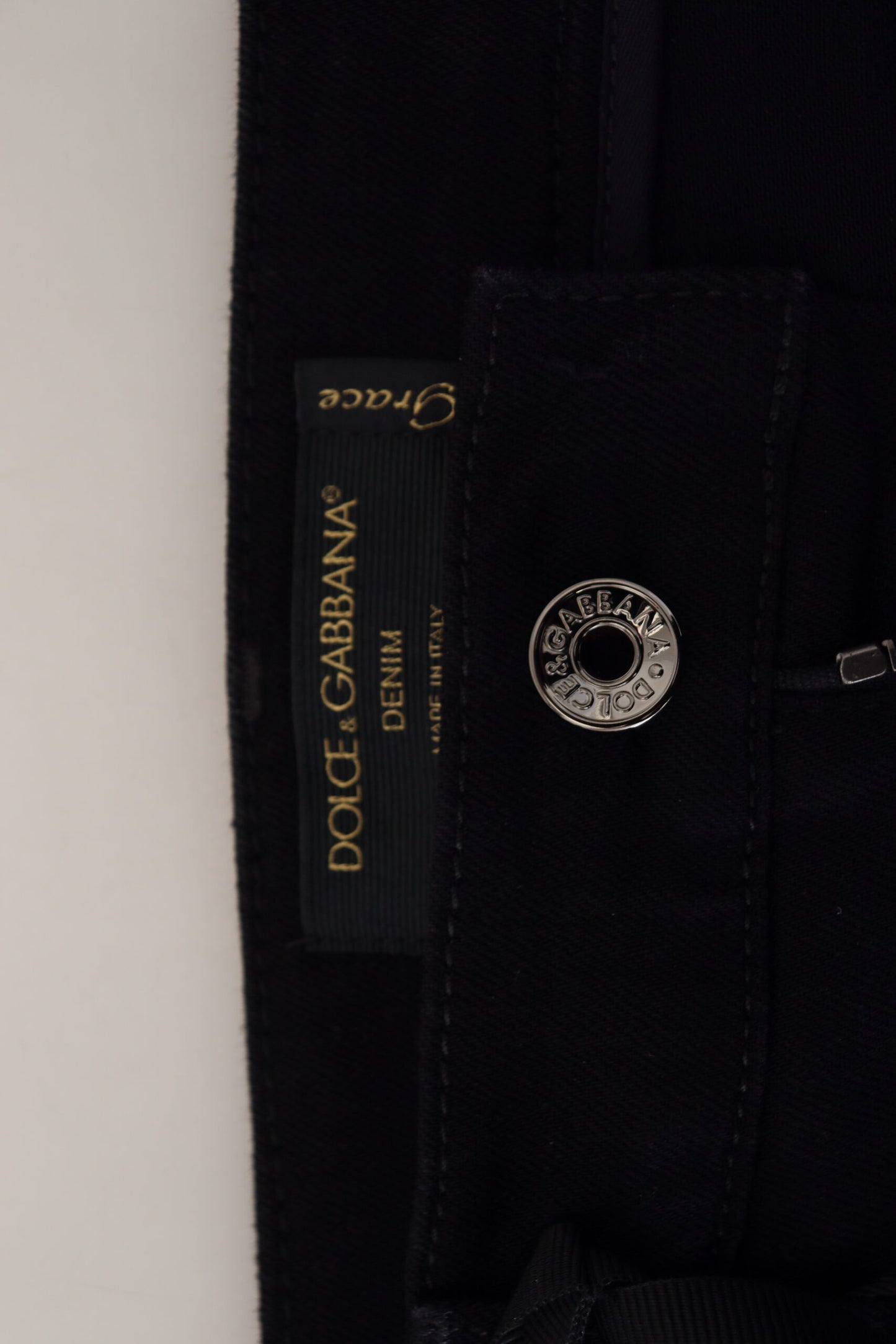 Schwarze Slim Fit Denim-Jeans aus Baumwolle mit Pailletten