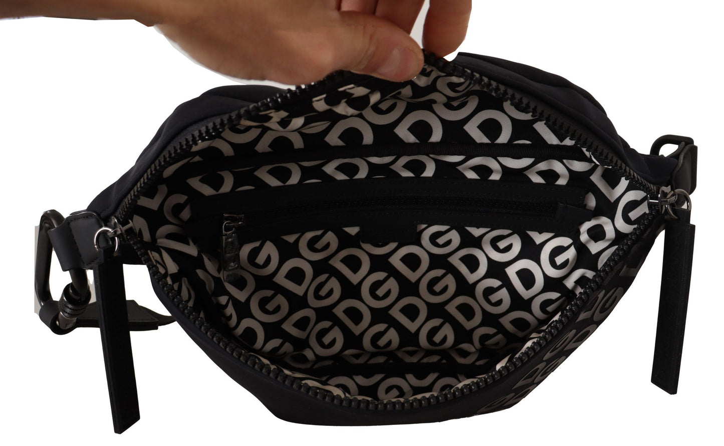 Schwarze Neopren-Tasche mit Millennials-Logo-Druck