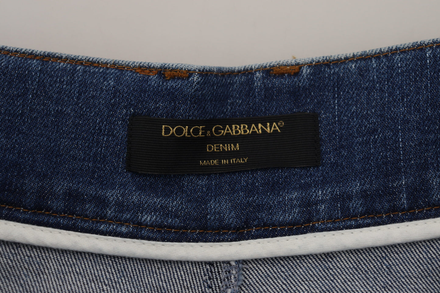 Blaue Denim-Baumwoll-Stretch-Jeans mit hoher Taille