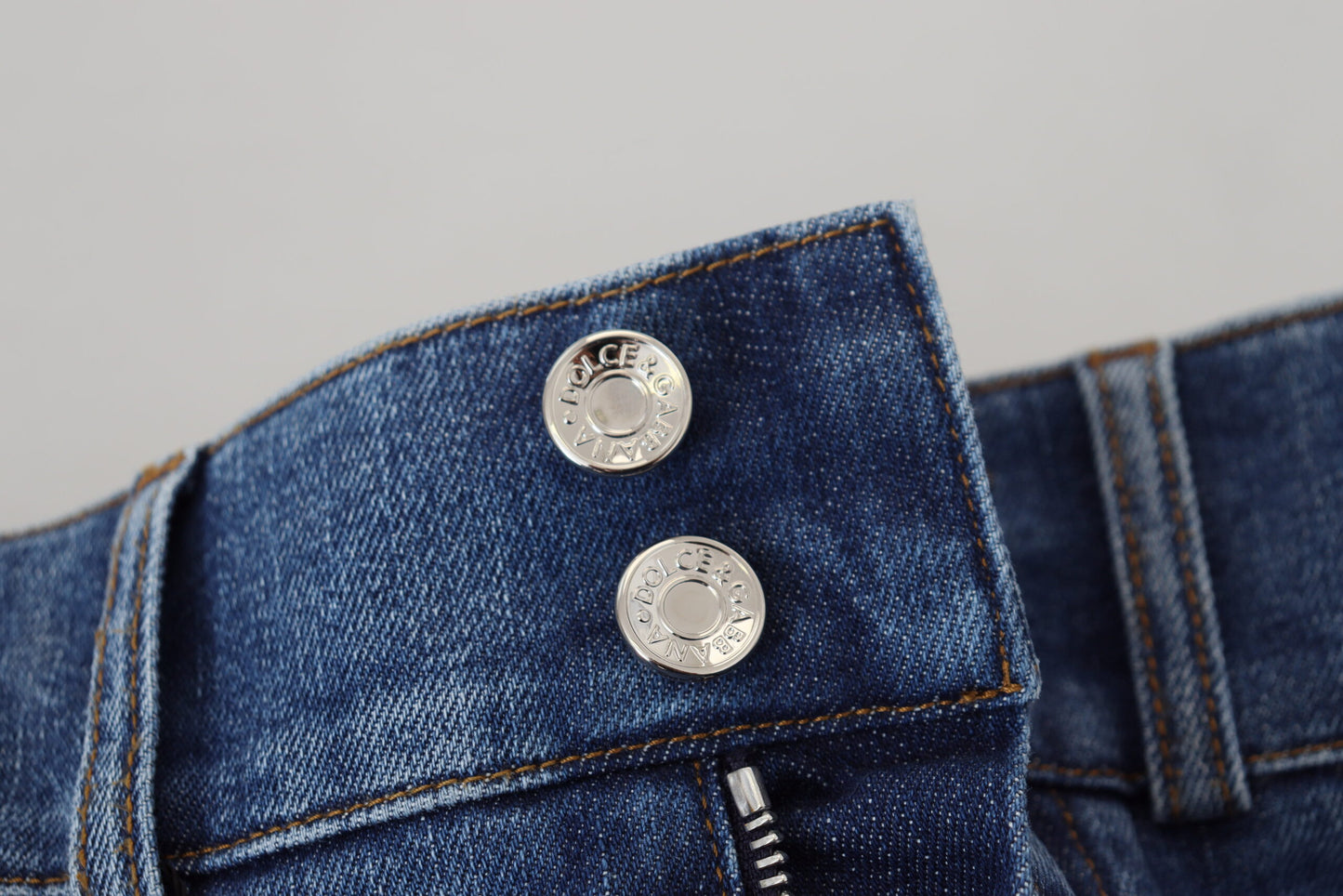 Blaue Denim-Baumwoll-Stretch-Jeans mit hoher Taille
