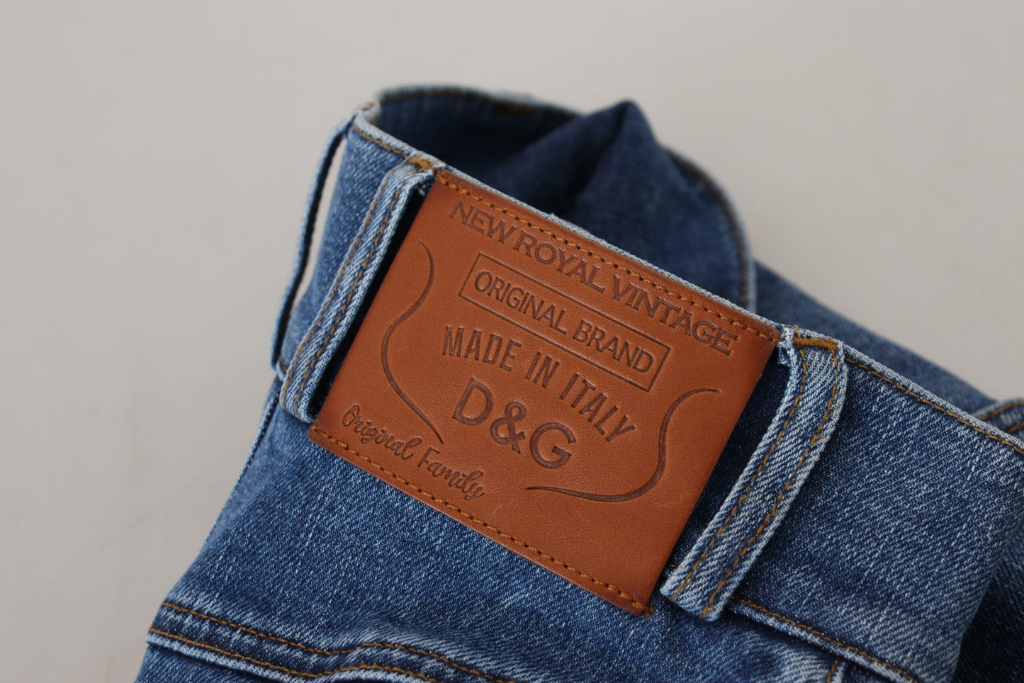 Blaue Denim-Baumwoll-Stretch-Jeans mit hoher Taille