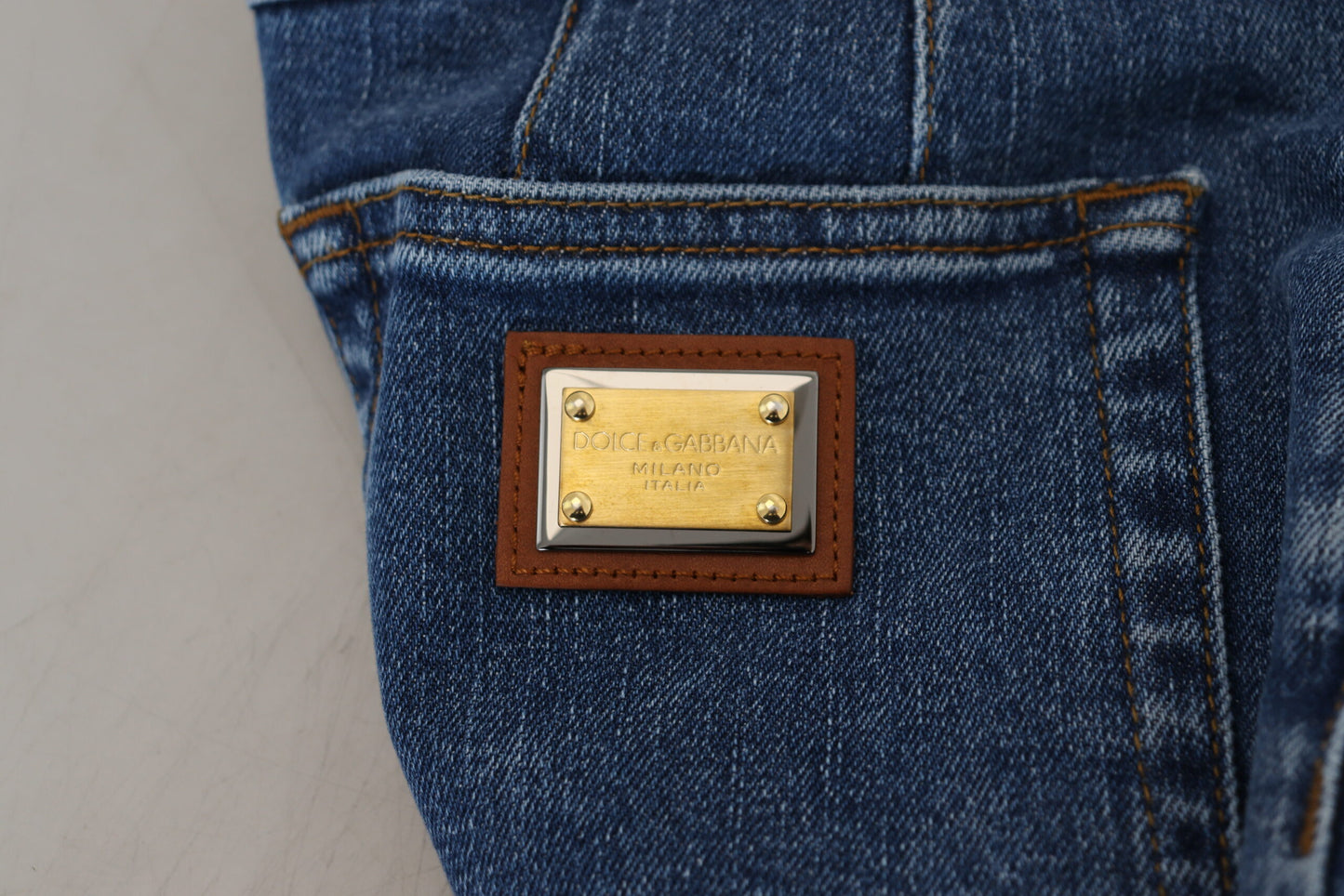 Blaue Denim-Baumwoll-Stretch-Jeans mit hoher Taille