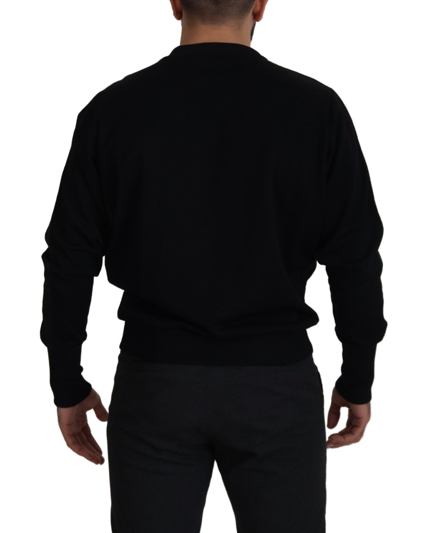 Schwarzes Baumwoll-Sweatshirt mit Rundhalsausschnitt Pullover