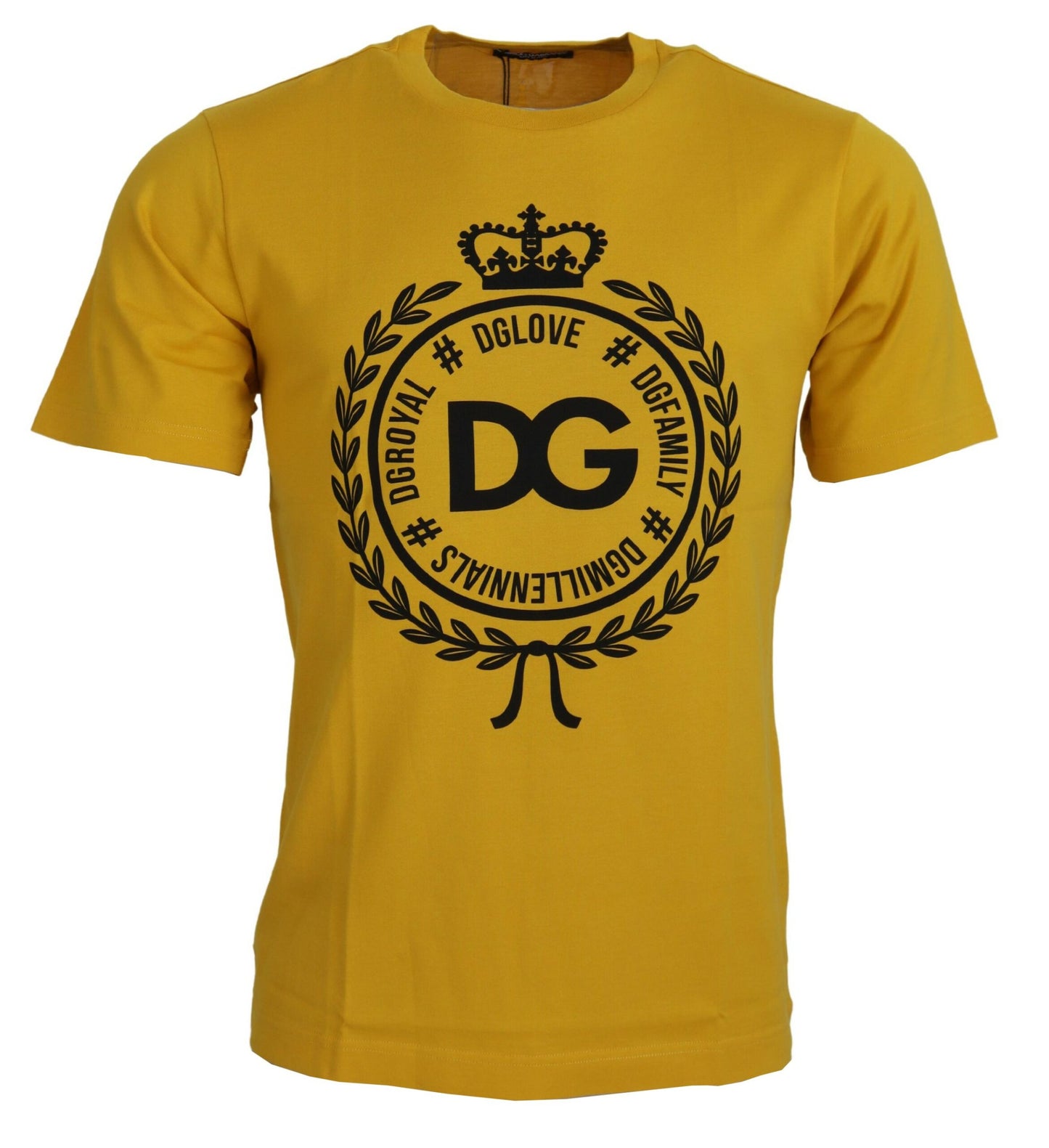 Gelbes Kurzarm-T-Shirt aus dunkler Baumwolle