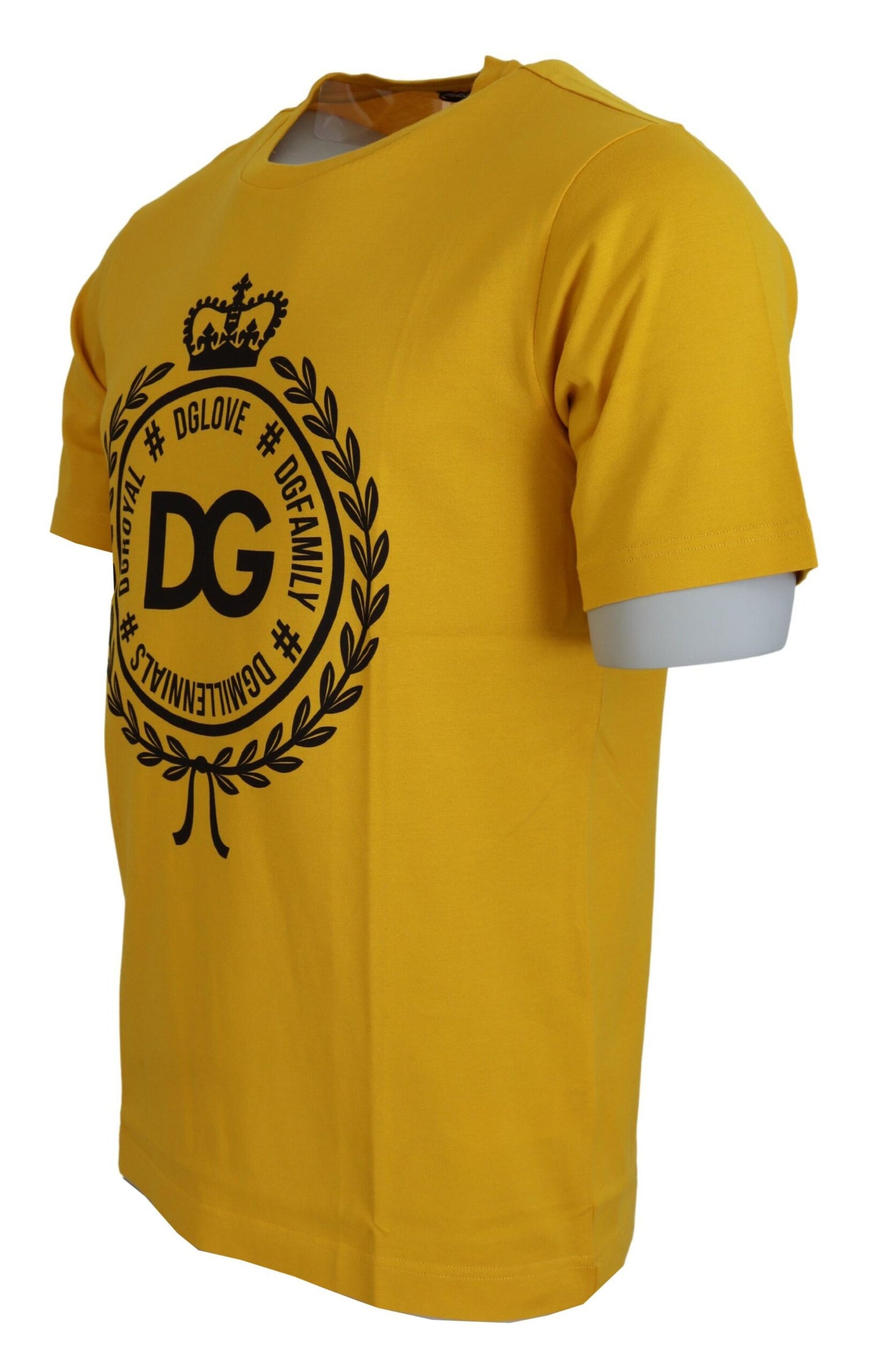 Gelbes Kurzarm-T-Shirt aus dunkler Baumwolle