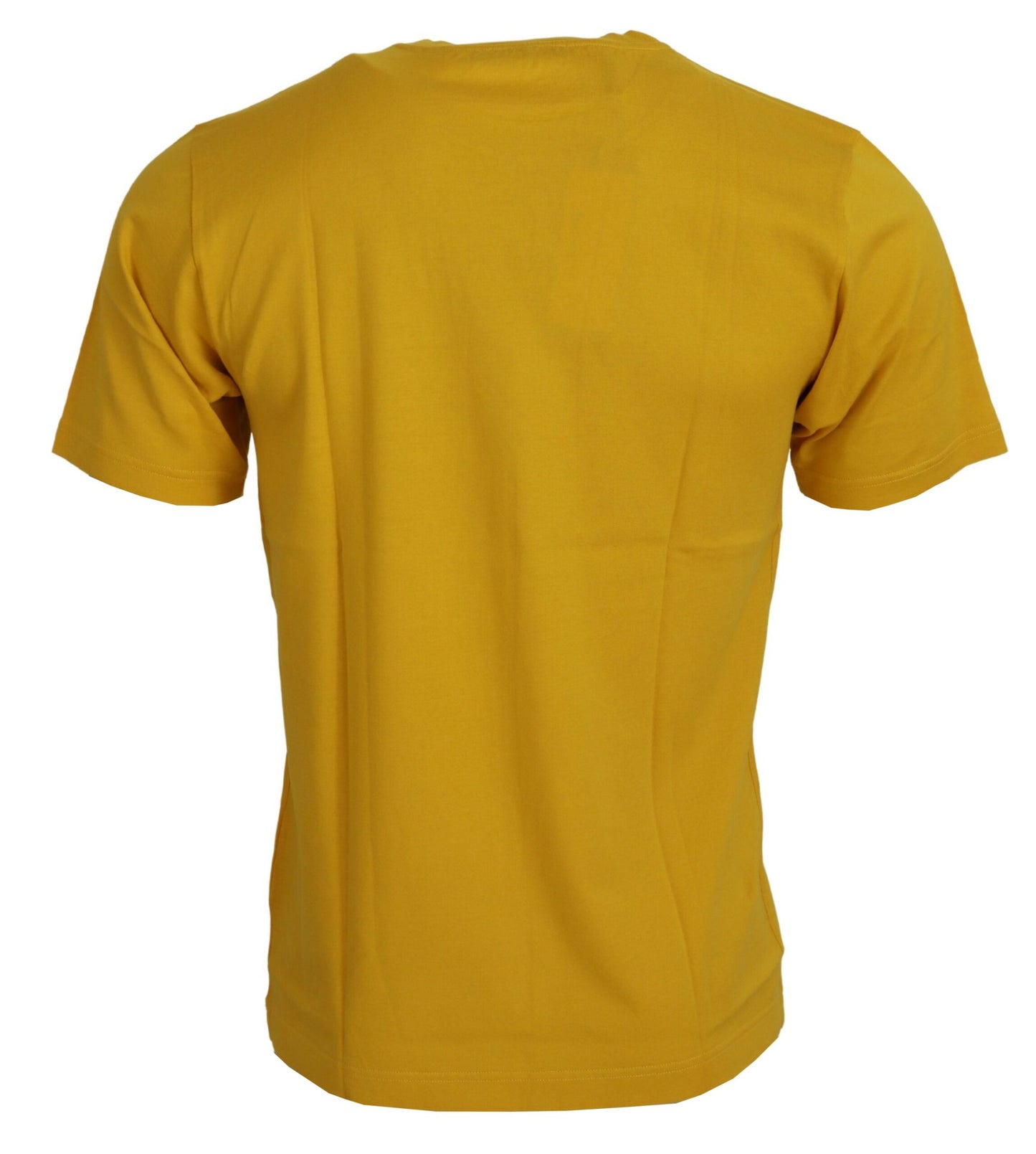 Gelbes Kurzarm-T-Shirt aus dunkler Baumwolle