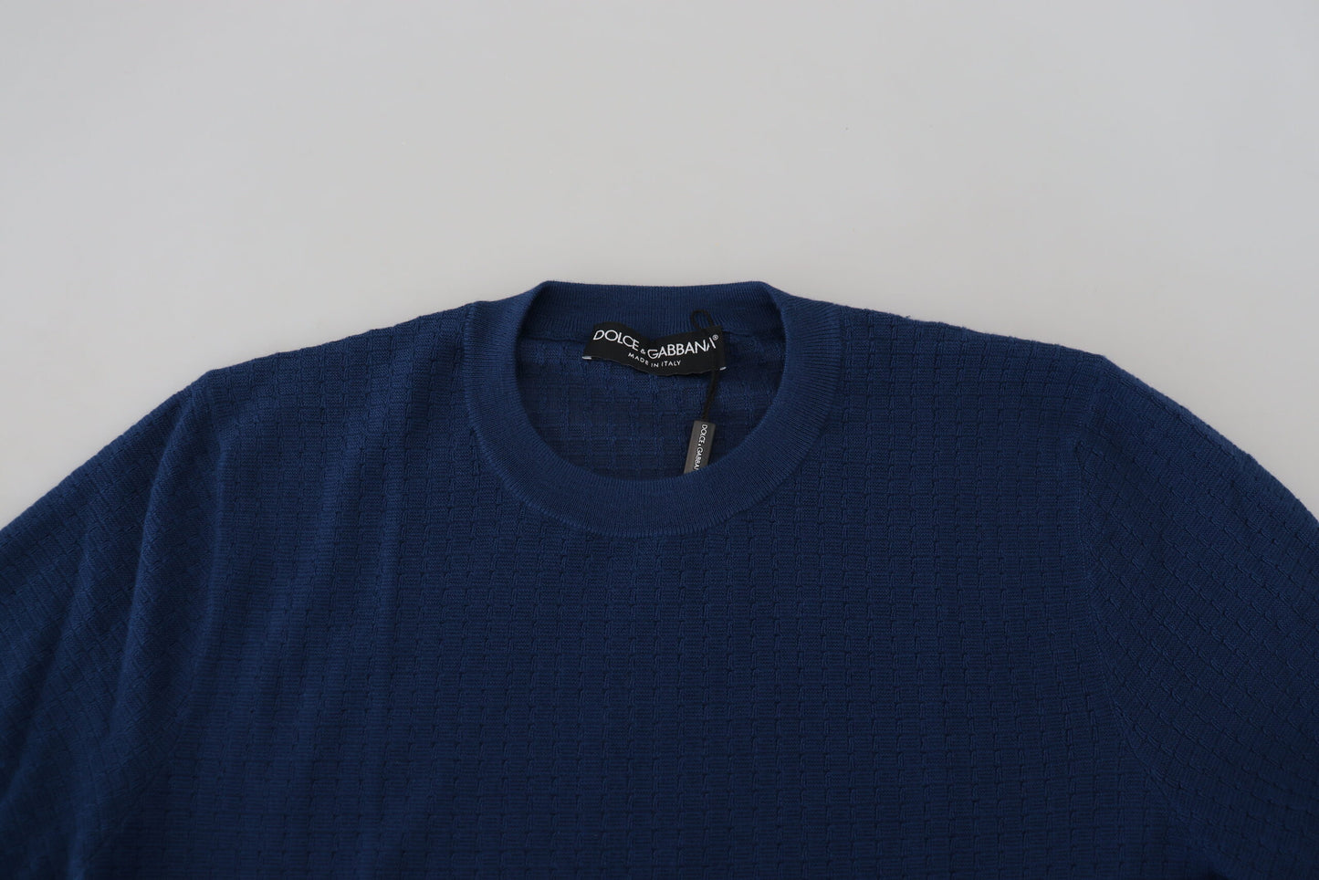 Blauer Kaschmirpullover mit Rundhalsausschnitt