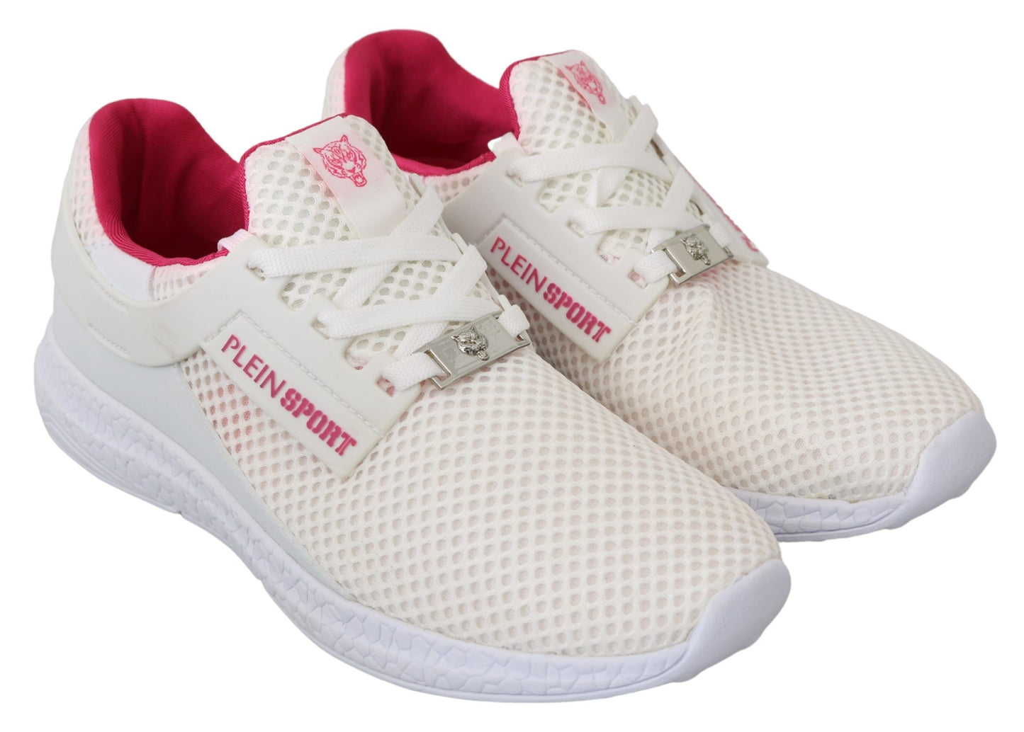Weiß Rosa Polyester Becky Turnschuhe Schuhe