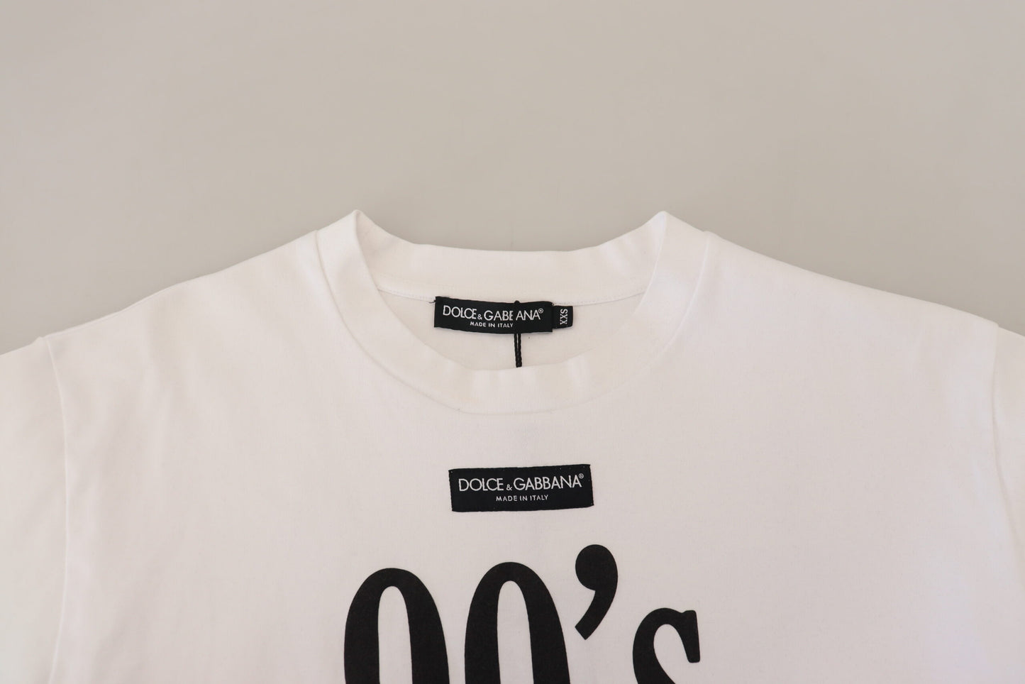 Weißes bedrucktes Baumwoll-T-Shirt mit kurzen Ärmeln