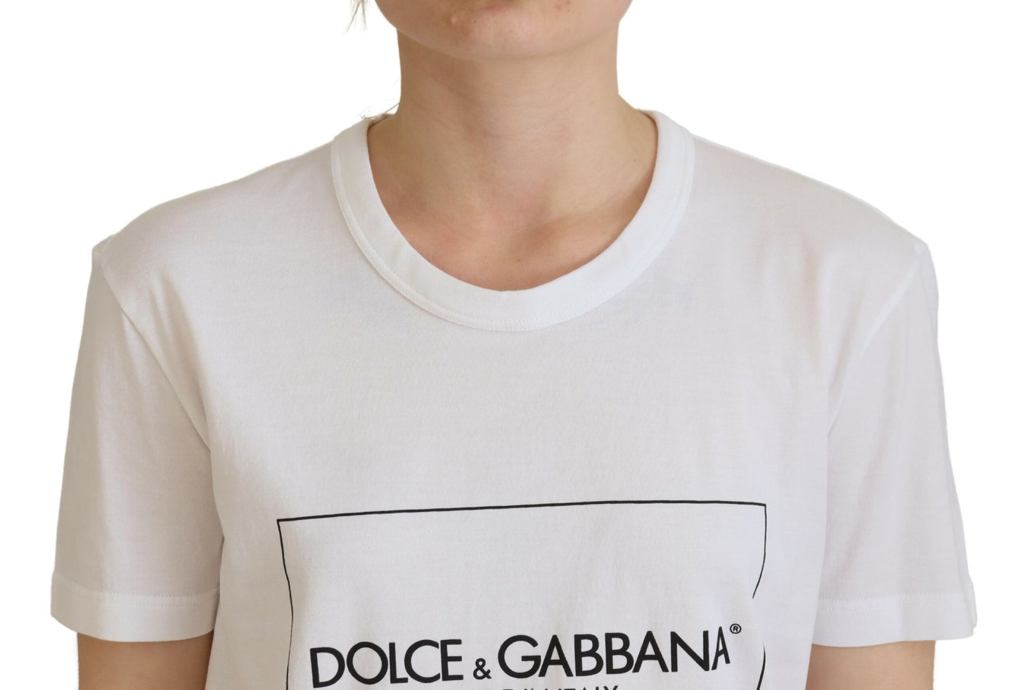 Weißes bedrucktes Baumwoll-T-Shirt mit kurzen Ärmeln