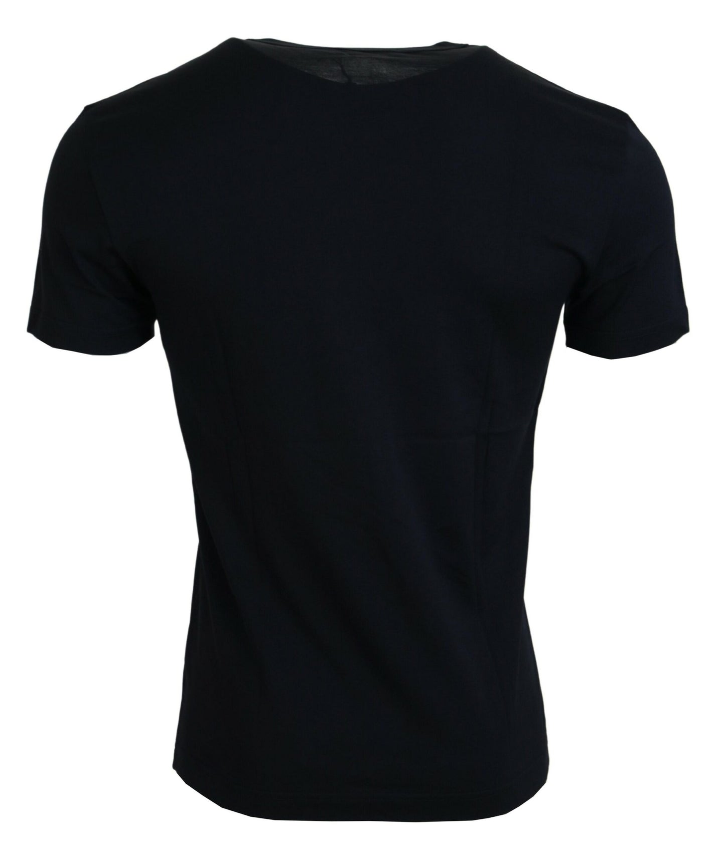 Dunkelblaues T-Shirt mit kurzen Ärmeln aus Baumwolle mit Federn