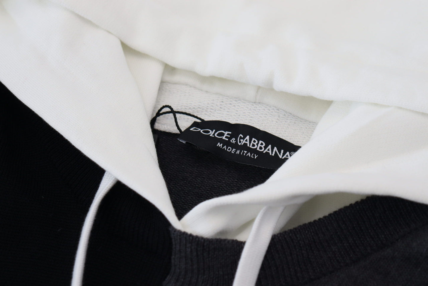 Schwarz Weiß Wolle Kapuzenpullover Pullover