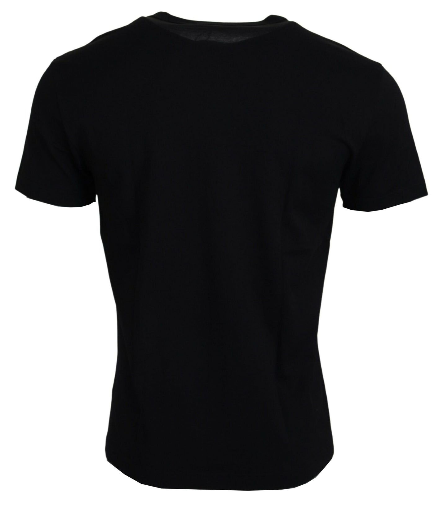 Schwarzes Sneak Peek Baumwoll-T-Shirt mit kurzen Ärmeln