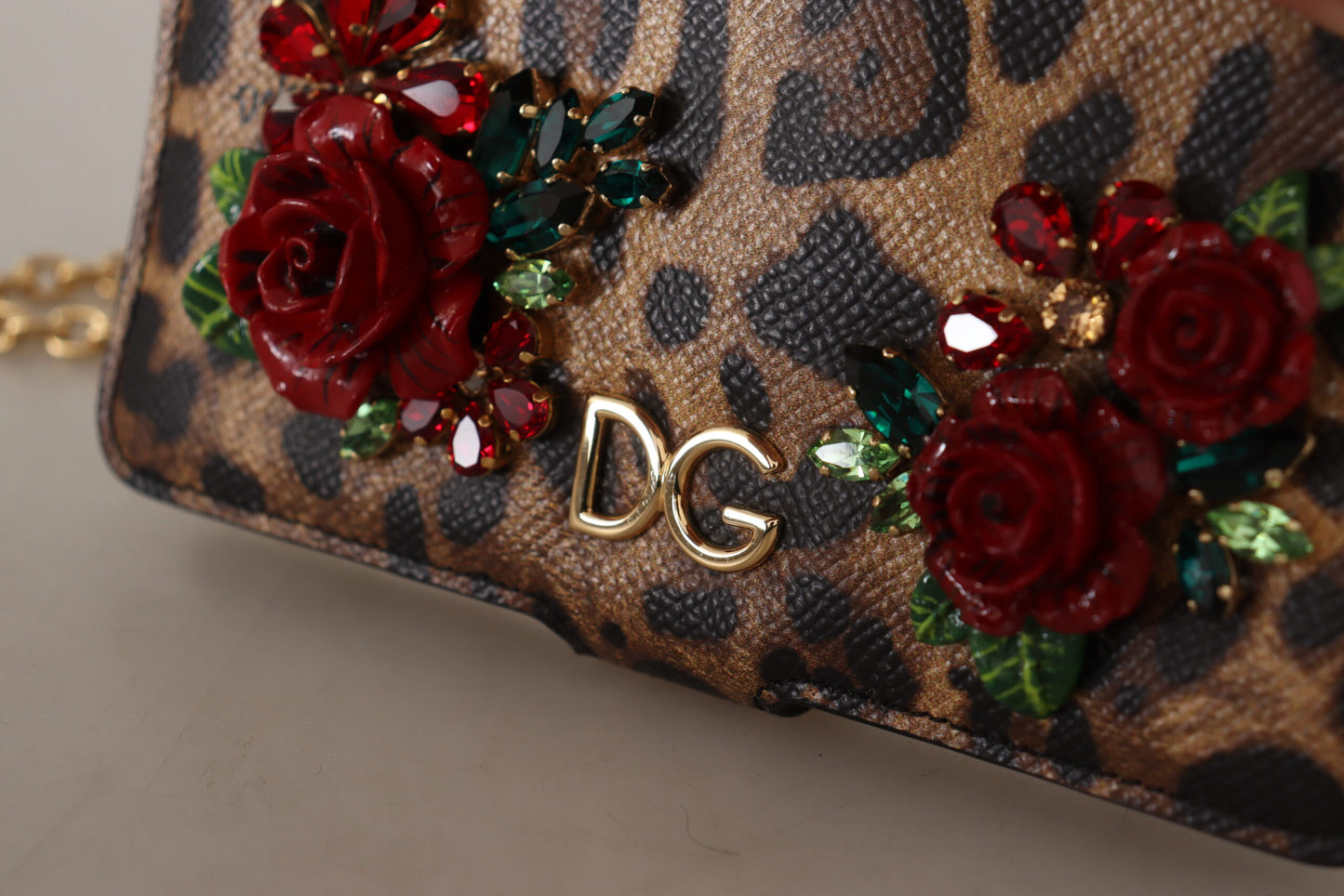 Brauner Leopard Kristall iPhone Tasche Wallet