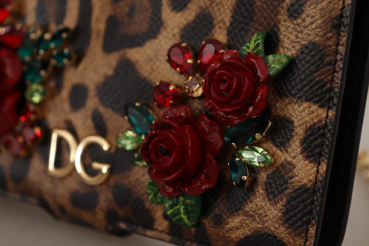 Brauner Leopard Kristall iPhone Tasche Wallet