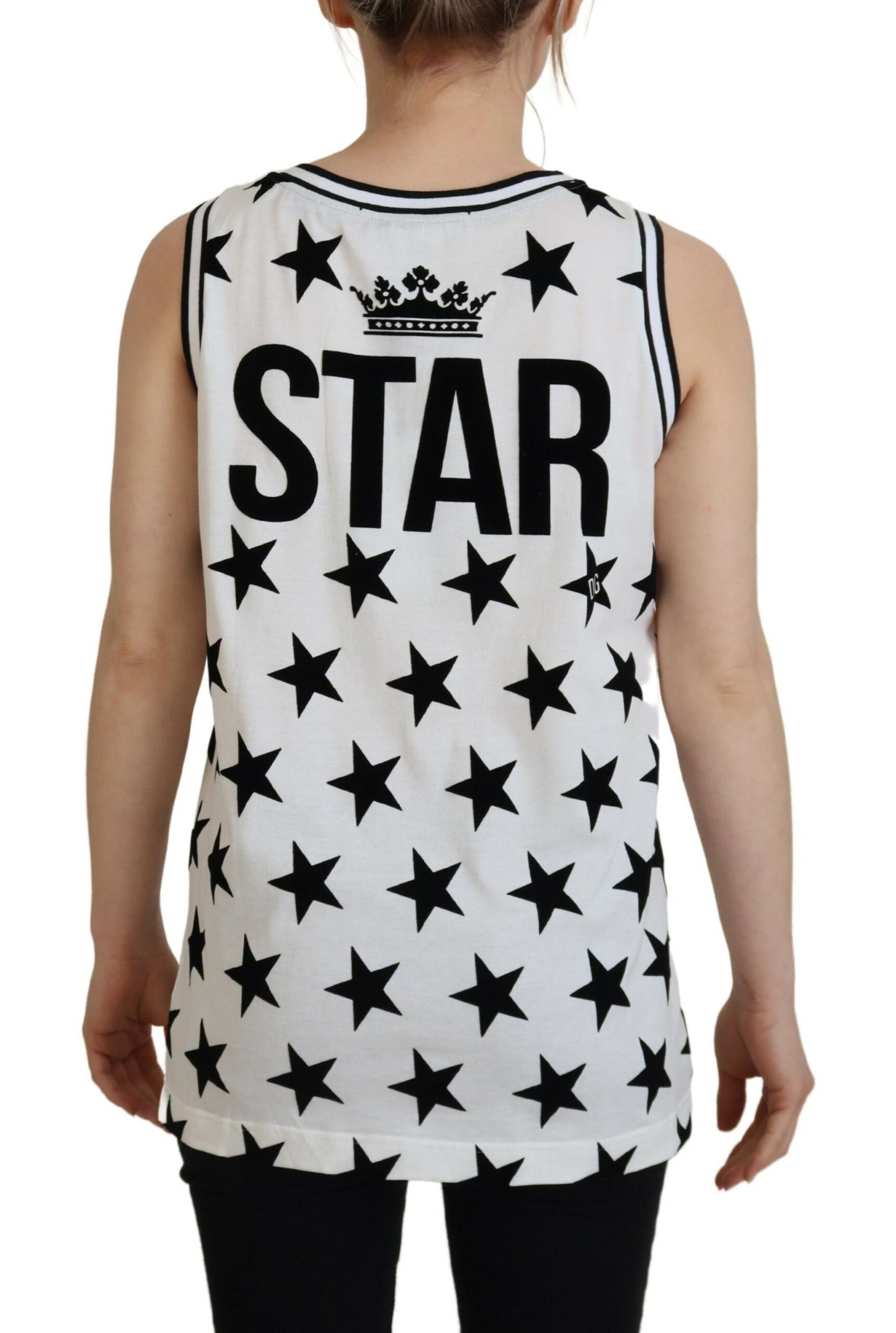 Weißes DG Crown Star Print Ärmelloses Tank-Top