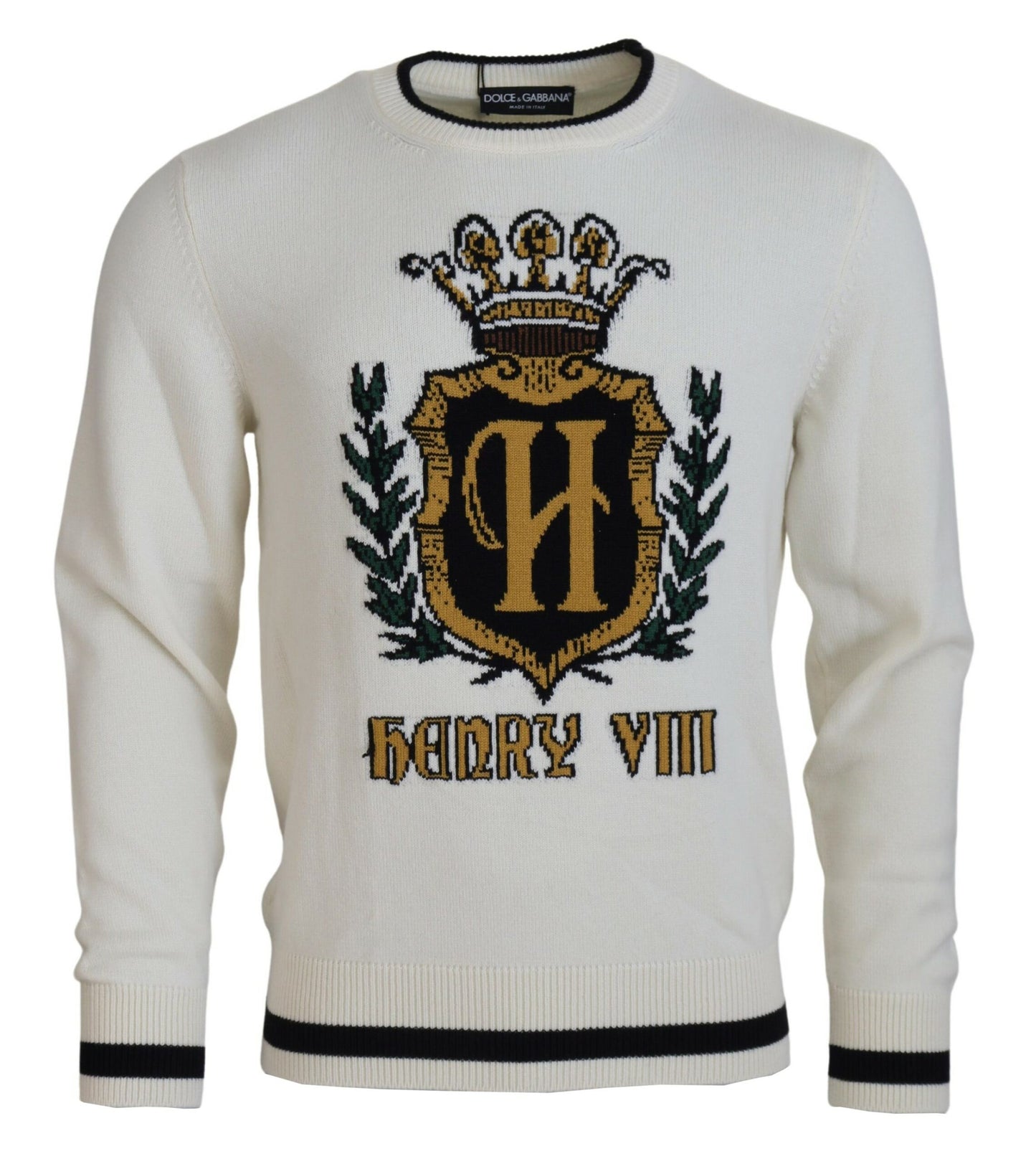 Weißer Henry VIII Kaschmirpullover