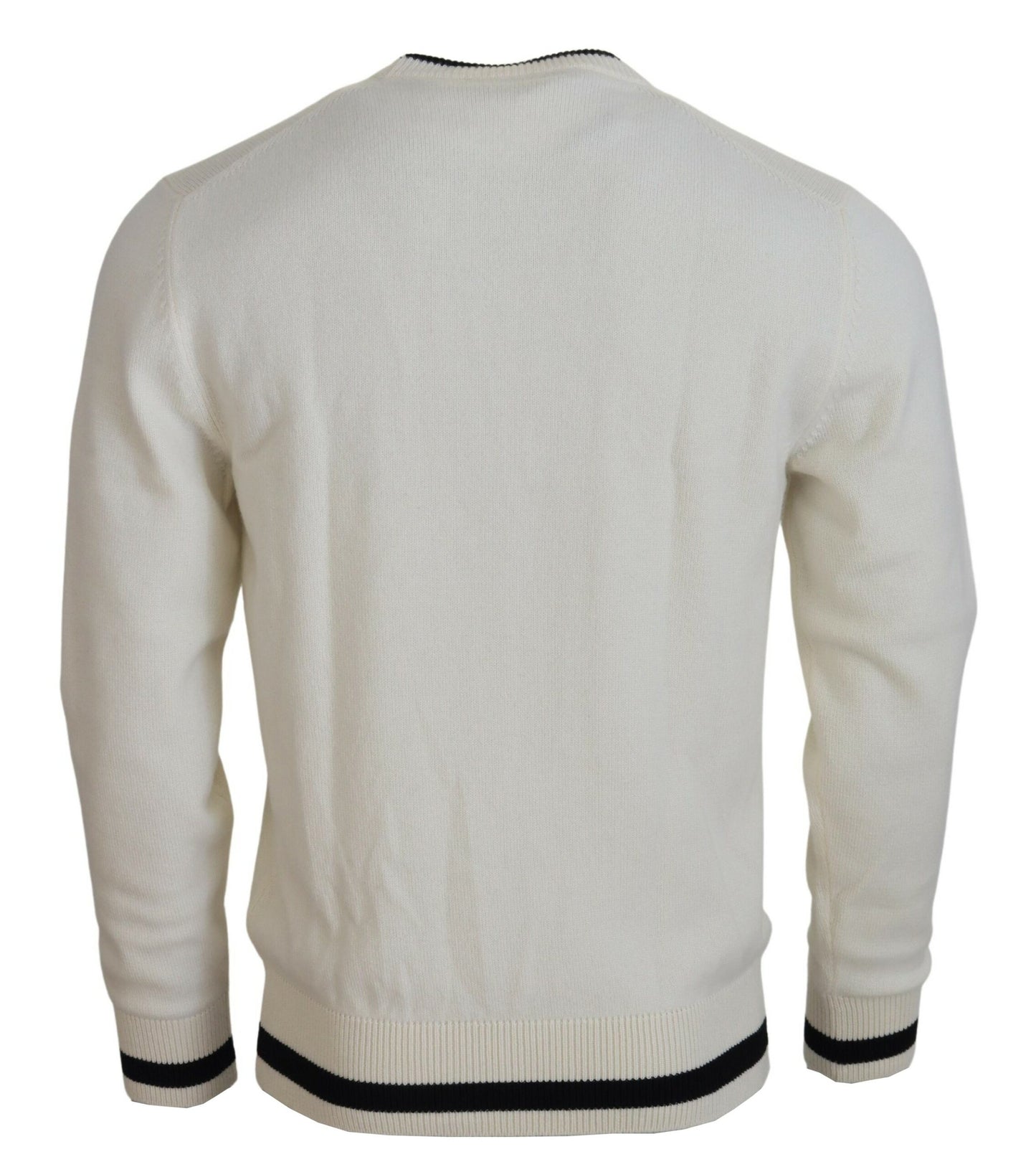 Weißer Henry VIII Kaschmirpullover